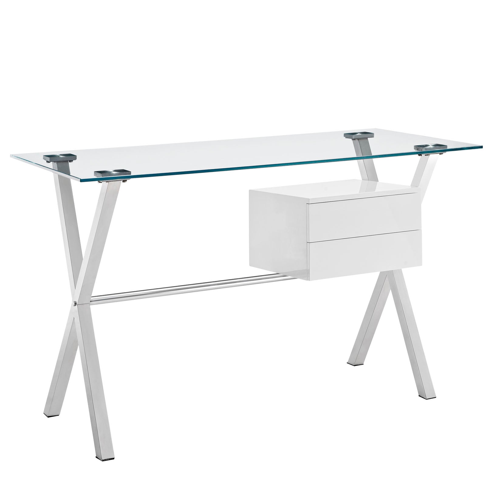 Modway Desks - Stasis Glass Top Office 56"D Desk White