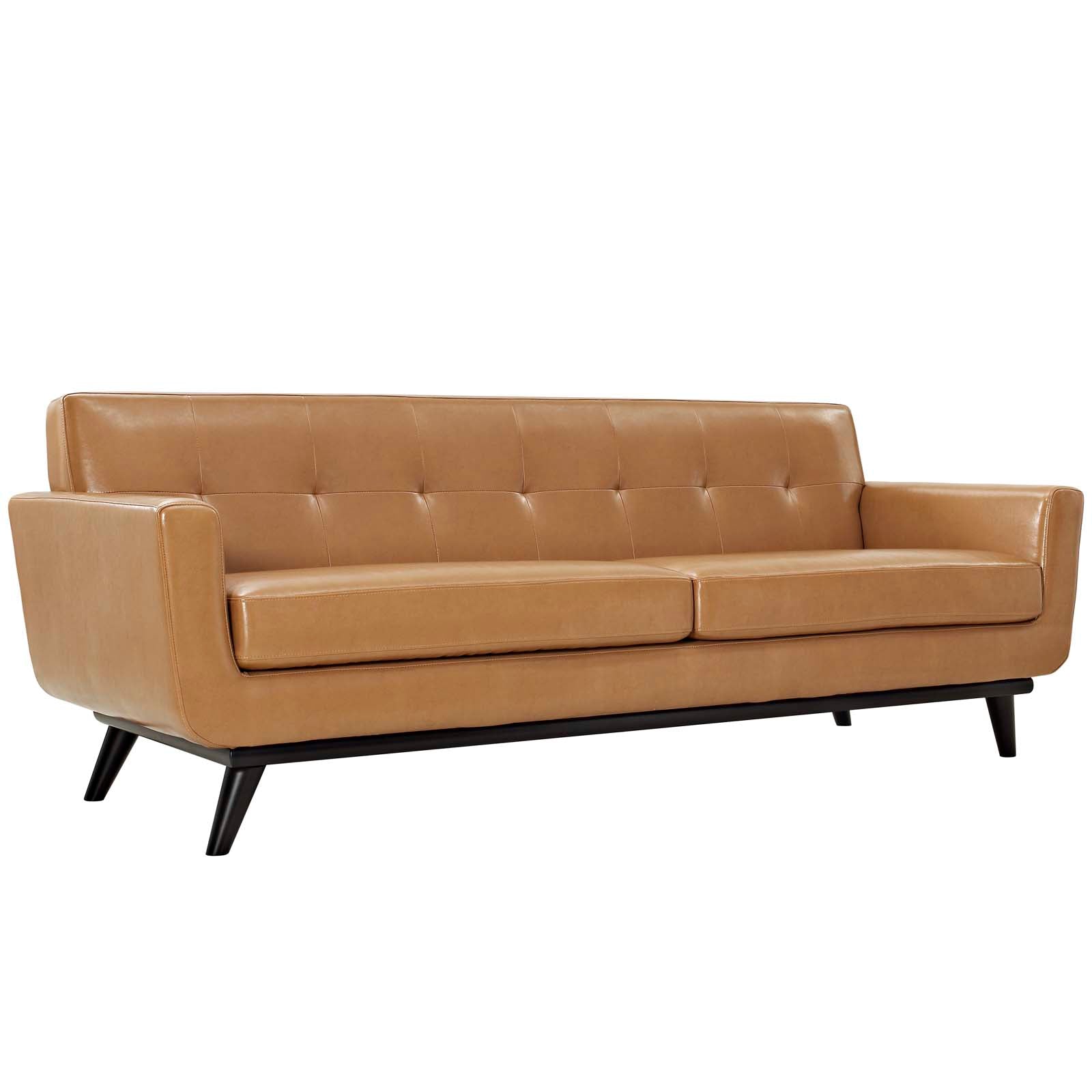 Modway Sofas & Couches - Engage Bonded Leather Sofa Tan & Black