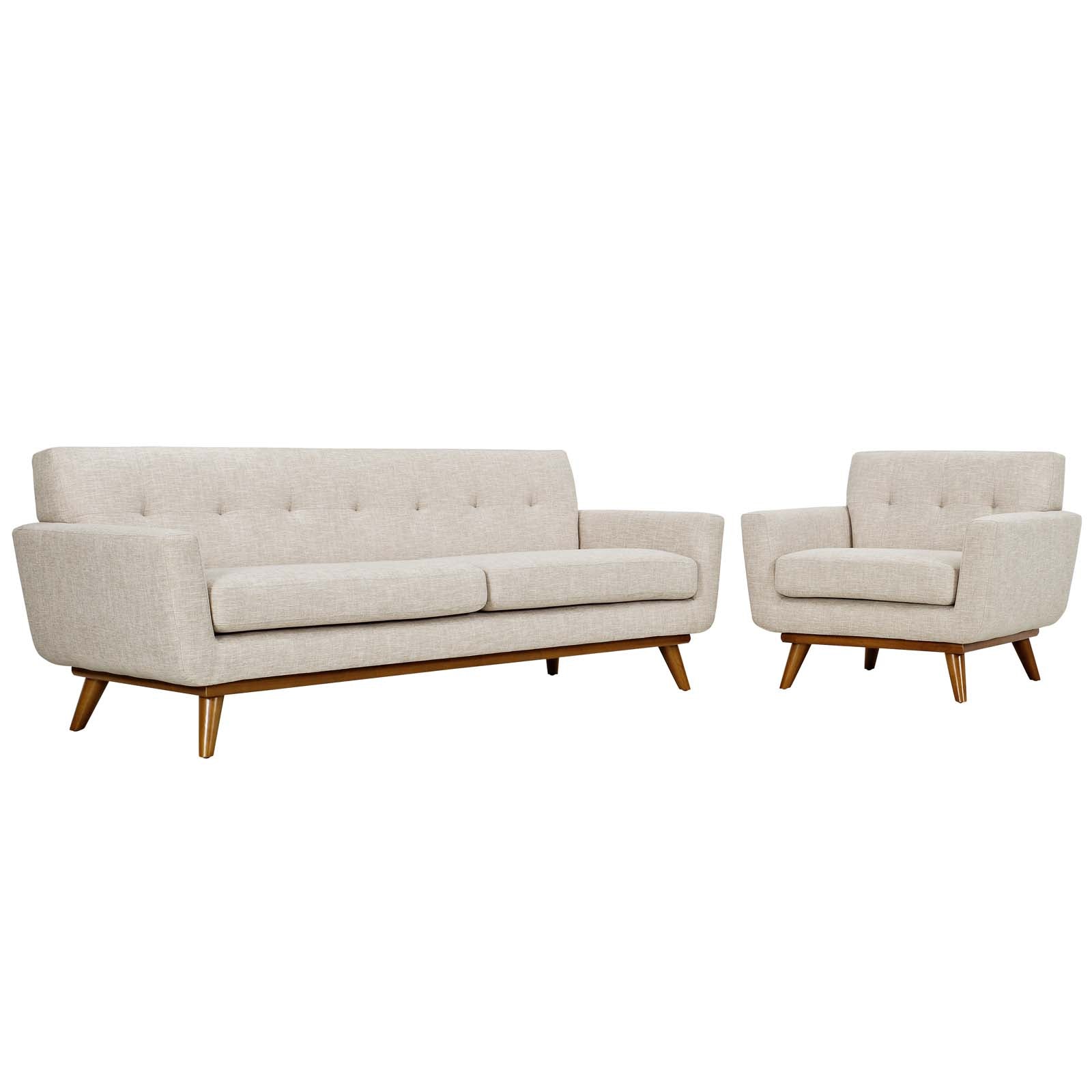 Modway Living Room Sets - Engage Armchair and Sofa Beige ( Set of 2 )