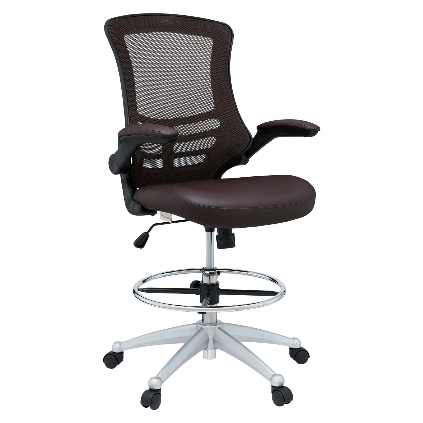 Modway Task Chairs - Attainment Vinyl Drafting Chair Brown