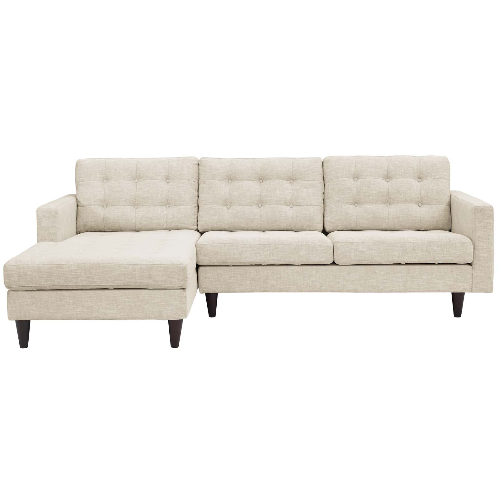 Modway Sectional Sofas - Empress Left-Extended Upholstered Fabric Sectional Sofa Beige