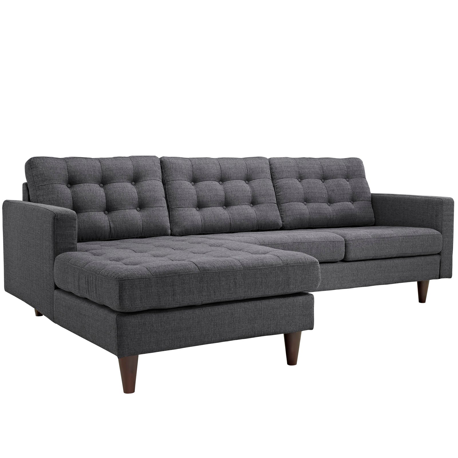 Modway Sectional Sofas - Empress Left-Extended Upholstered Fabric Sectional Sofa Gray