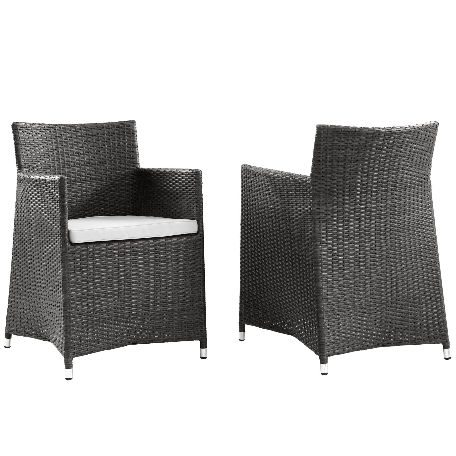 Modway Outdoor Dining Chairs - Junction Outdoor Patio Armchair Brown And White (Set of 2)