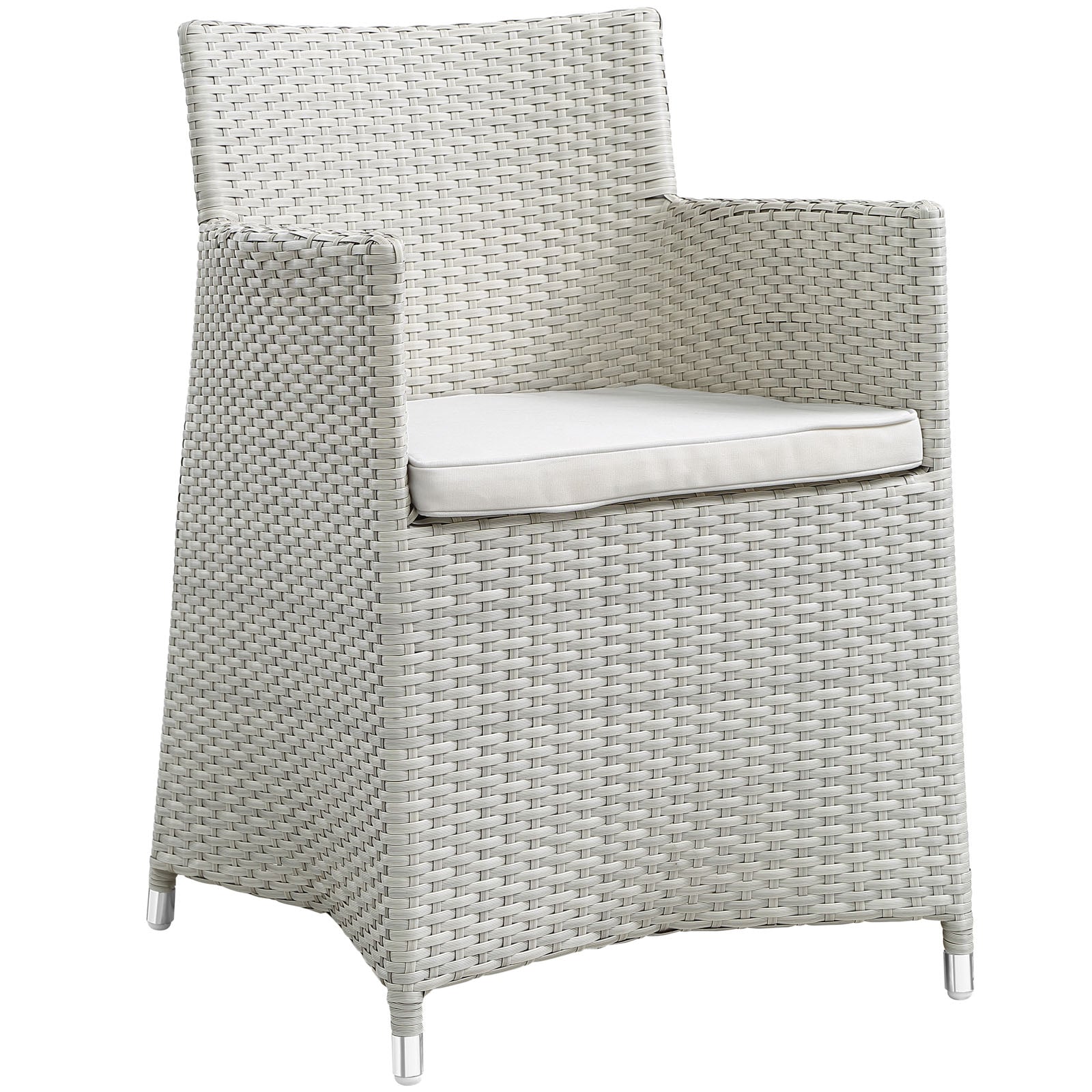 Modway Outdoor Dining Chairs - Junction Armchair Outdoor Patio Wicker Set of 2 Gray White