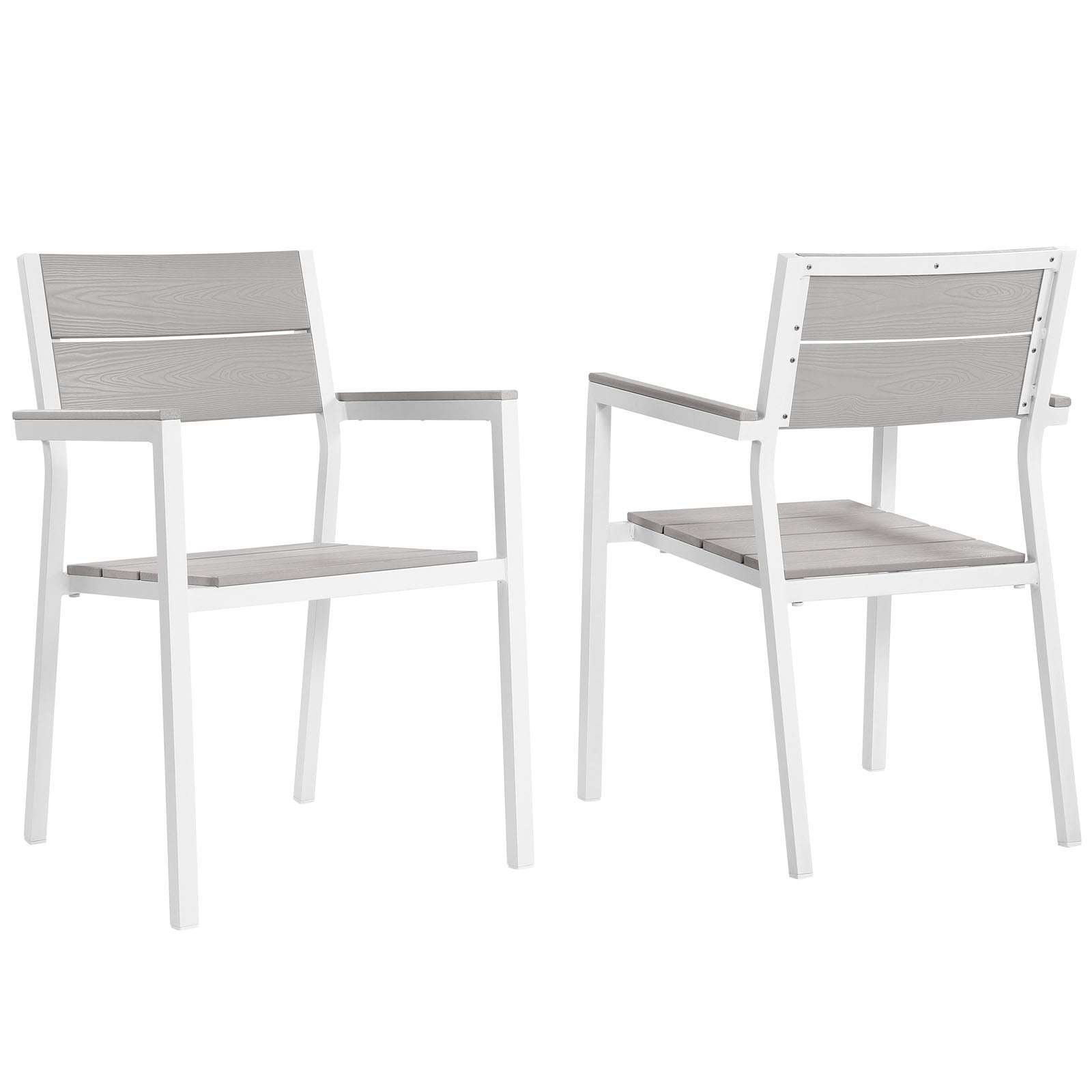 Modway Outdoor Dining Chairs - Maine Outdoor Dining Armchair White & Light Gray (Set of 2)