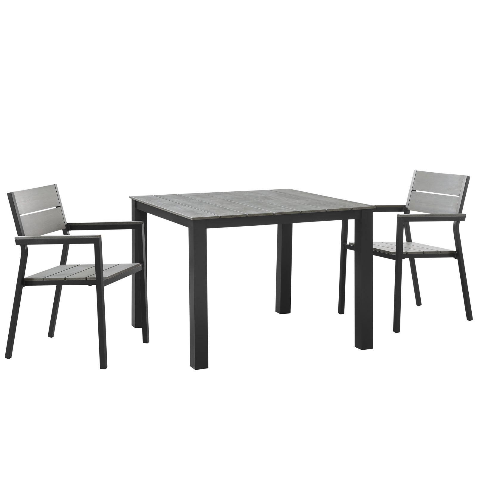 Modway Outdoor Dining Sets - Maine 40" Outdoor Dining Set For 2 Dark Brown & Gray