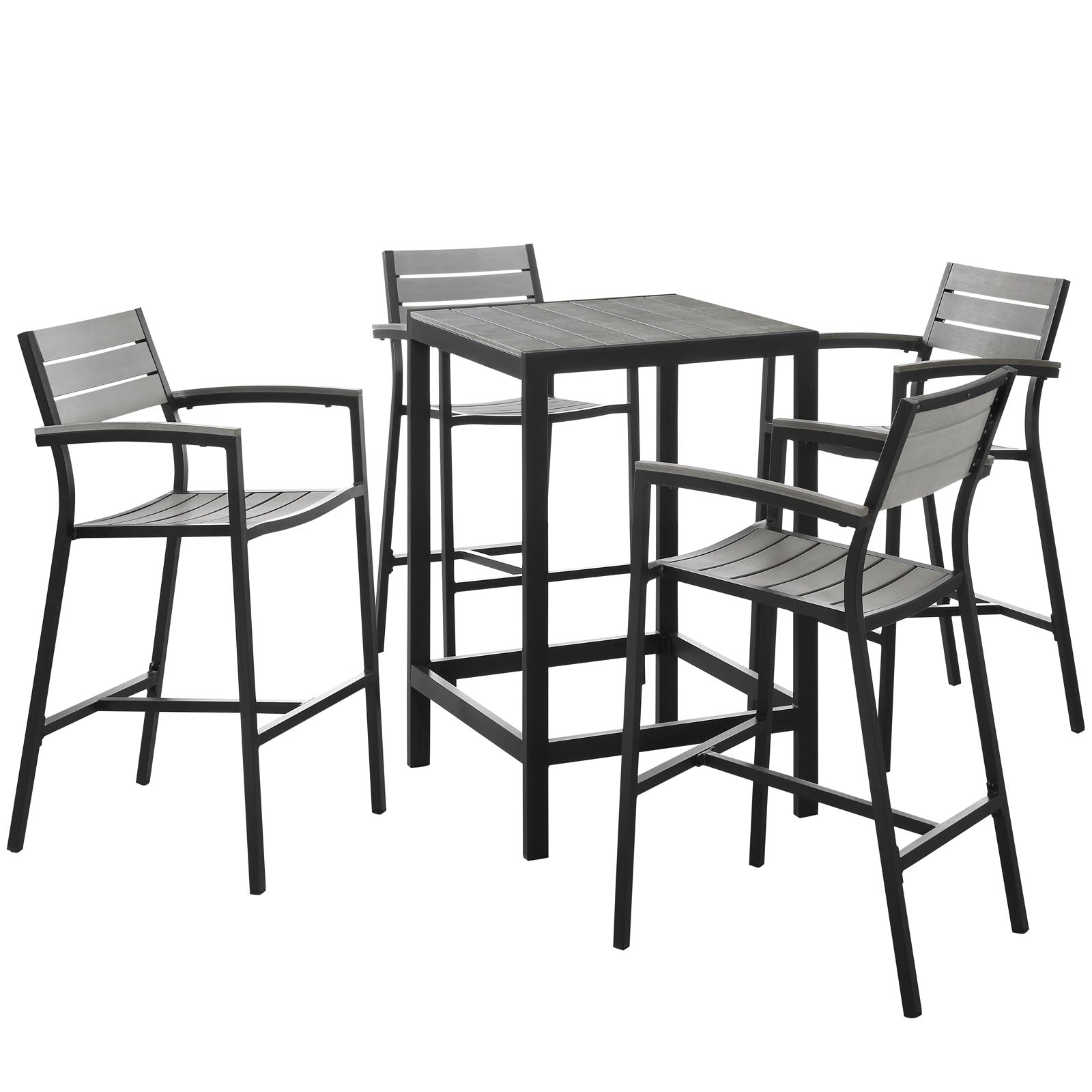Modway Outdoor Dining Sets - Maine 5-Piece Outdoor Bar Set Brown Gray
