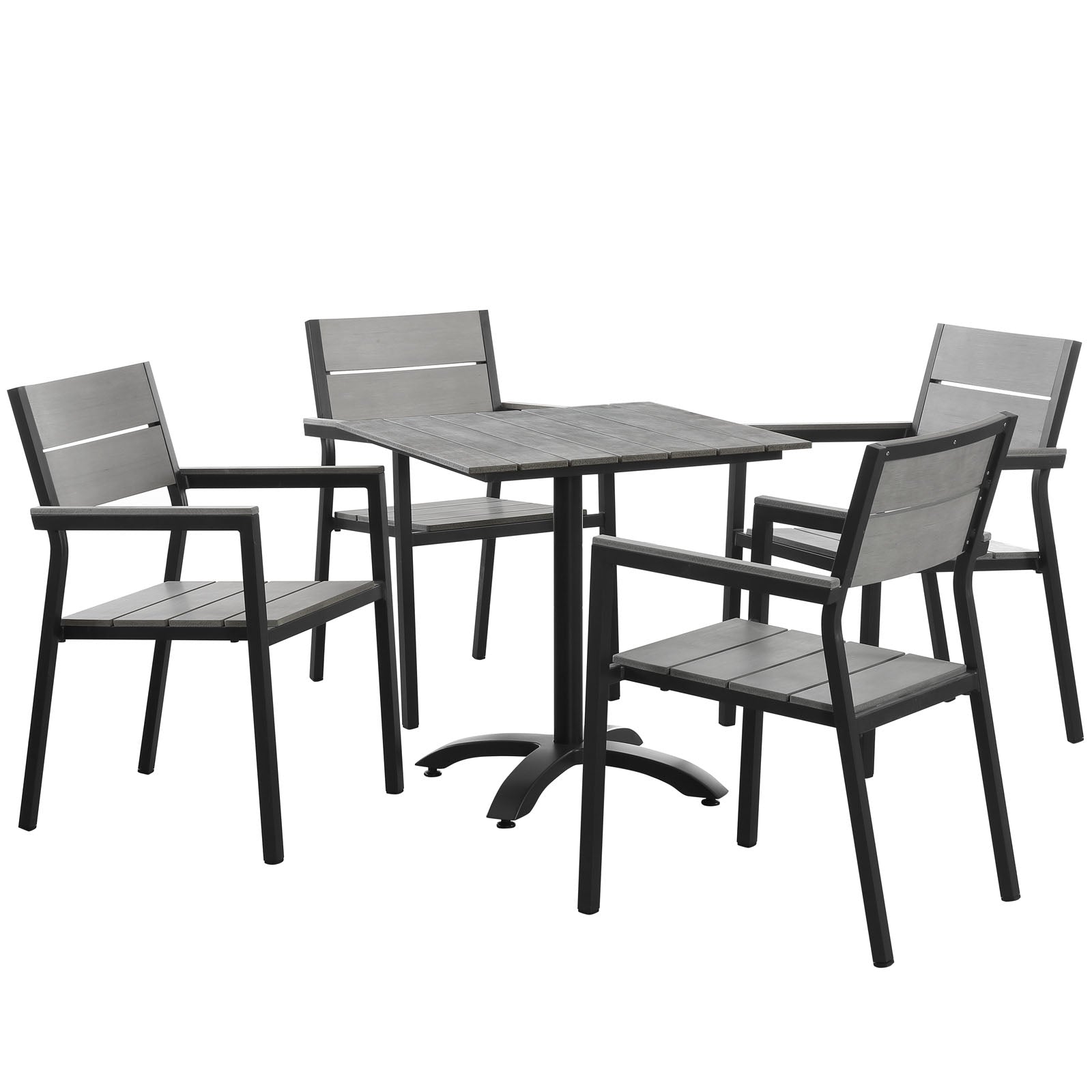 Modway Outdoor Dining Sets - Maine Outdoor Dining Set For 4 Dark Brown & Gray