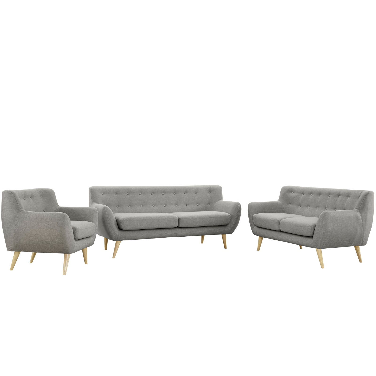 Modway Living Room Sets - Remark 3 Piece Living Room Set Light Gray