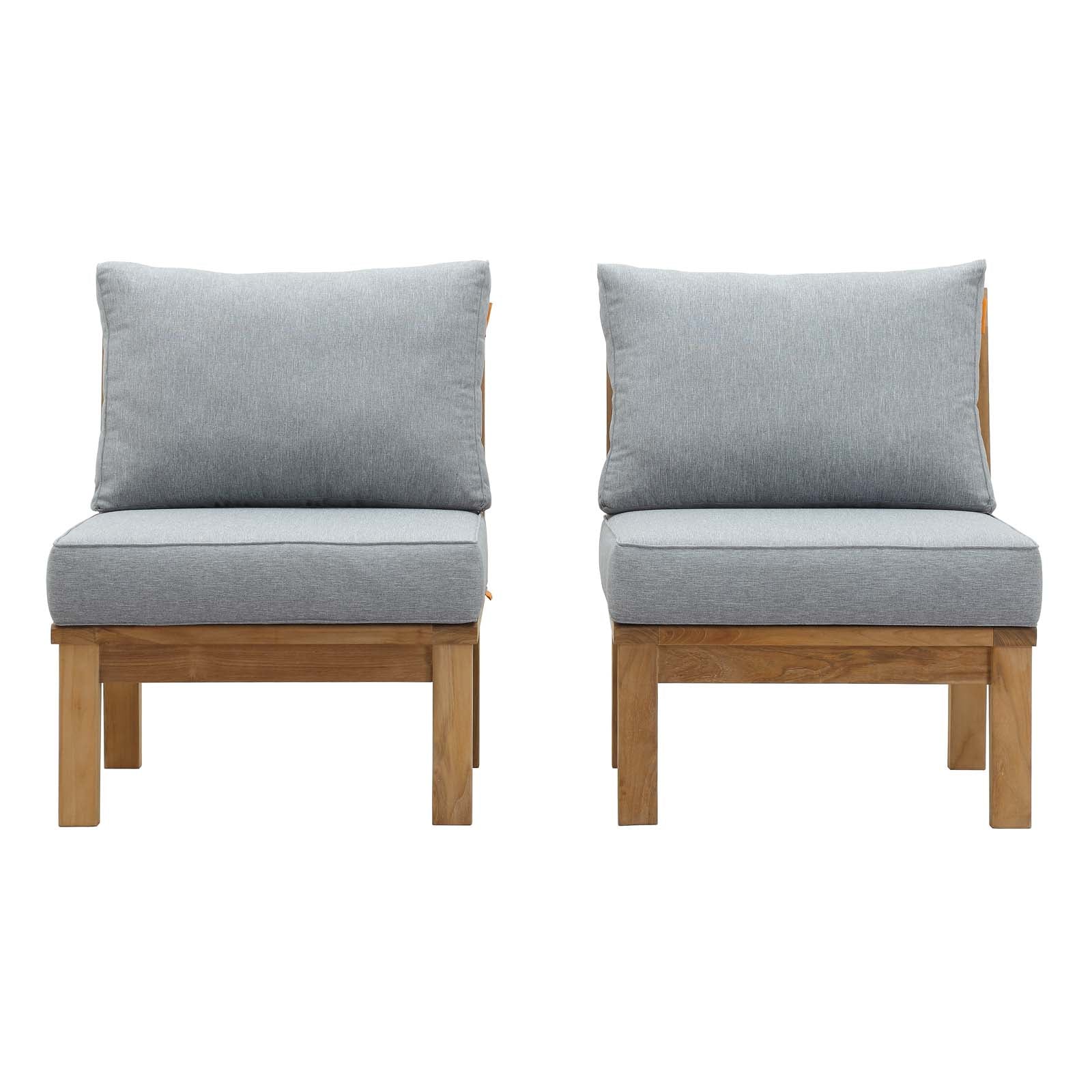 Modway Outdoor Chairs - Marina 2 Piece Outdoor Patio Teak Set Natural Gray