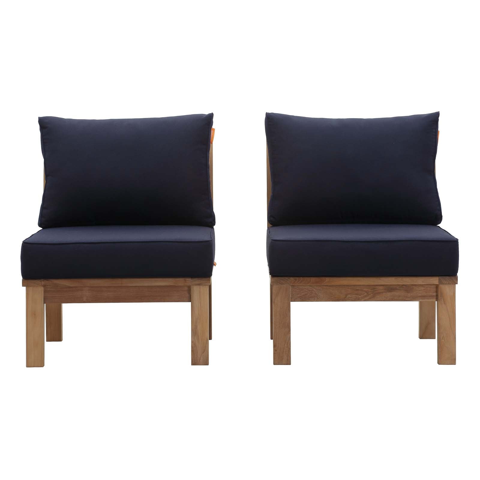 Modway Outdoor Chairs - Marina 2 Piece Outdoor 31.5"D Patio Teak Set Natural Navy