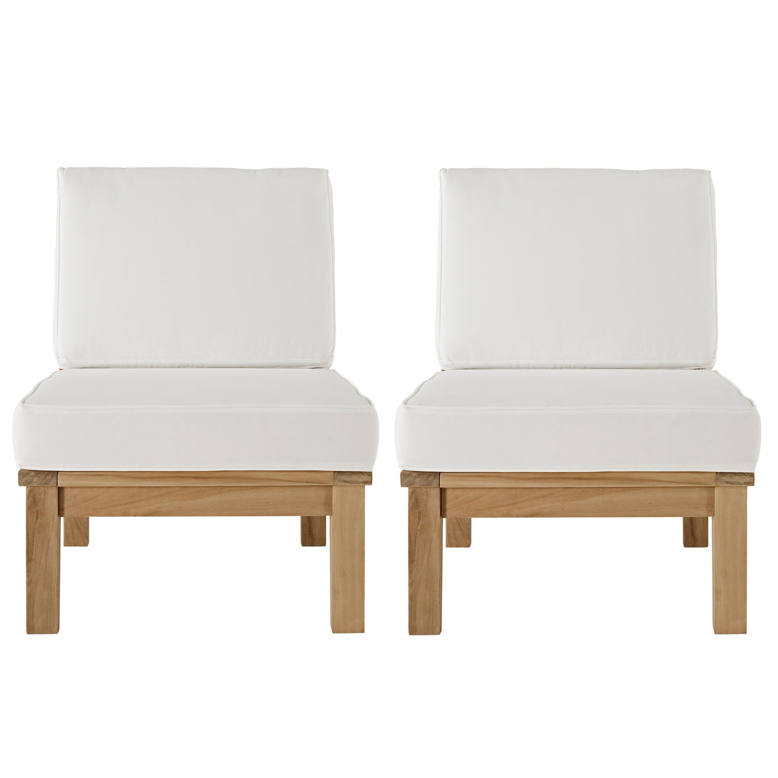 Modway Outdoor Chairs - Marina 2 Piece Outdoor 31.5"D Patio Teak Set Natural White