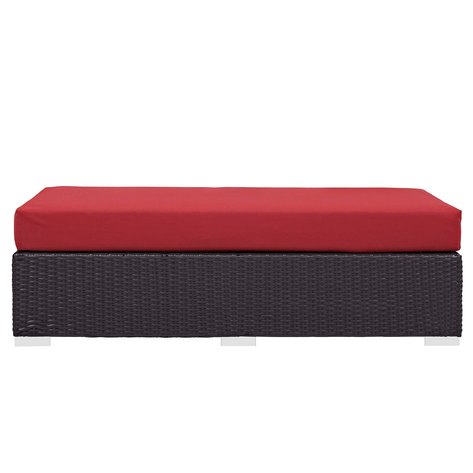 Modway Outdoor Stools & Benches - Convene Outdoor Patio Fabric Rectangle Ottoman Espresso Red