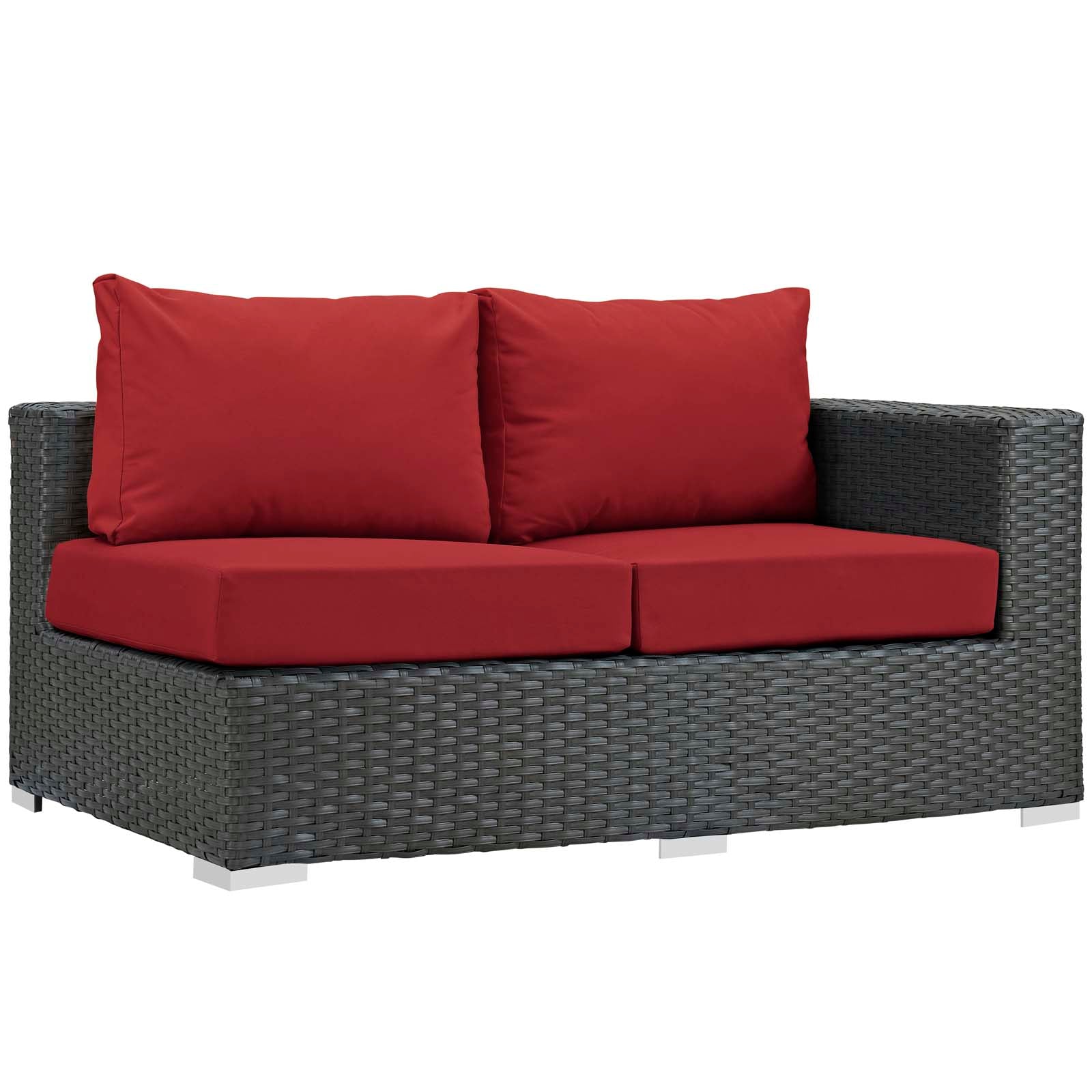 Modway Outdoor Sofas - Sojourn Outdoor Patio Sunbrella Right Arm Loveseat Canvas Red