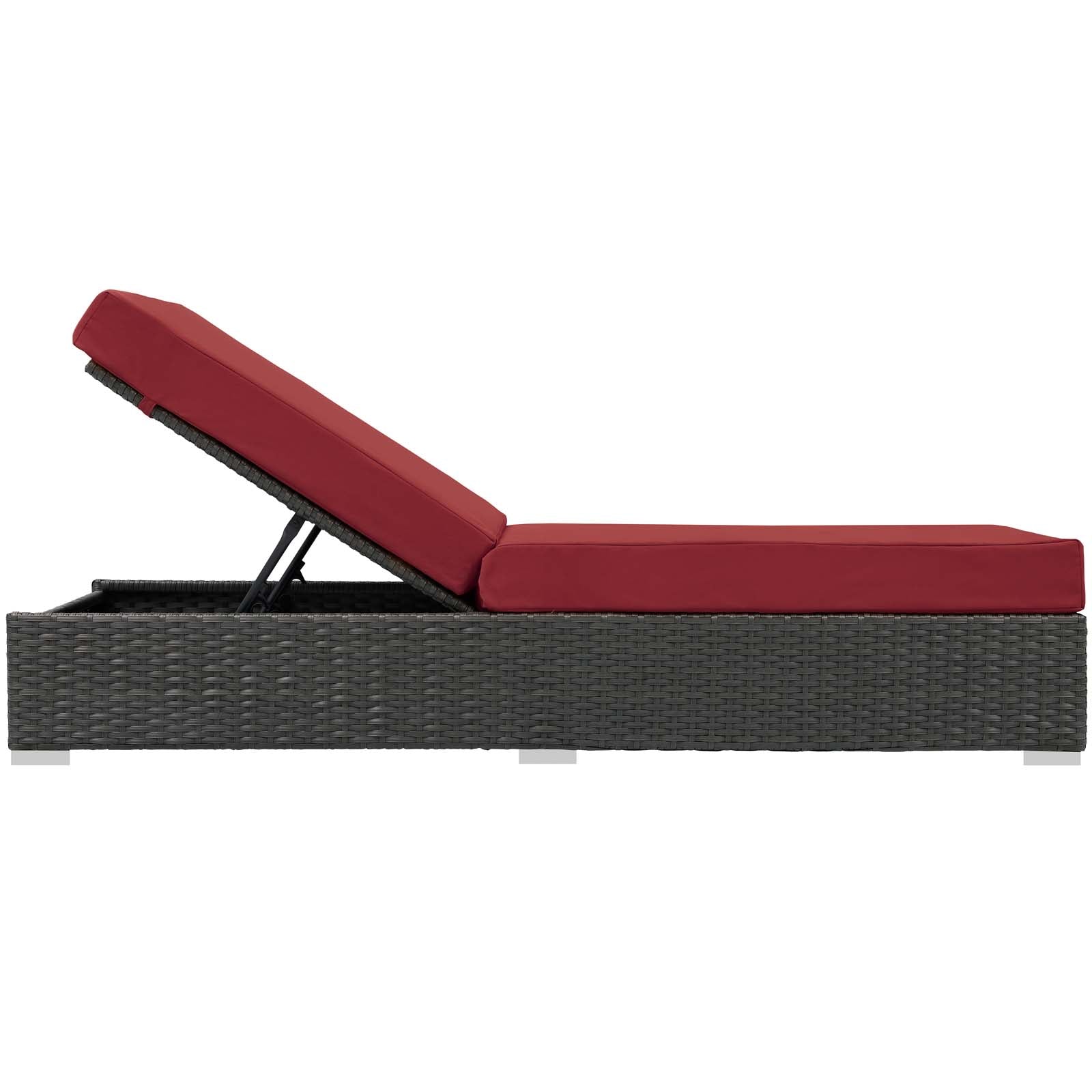 Modway Outdoor Loungers - Sojourn Outdoor Patio Sunbrella Chaise Lounge Canvas Red