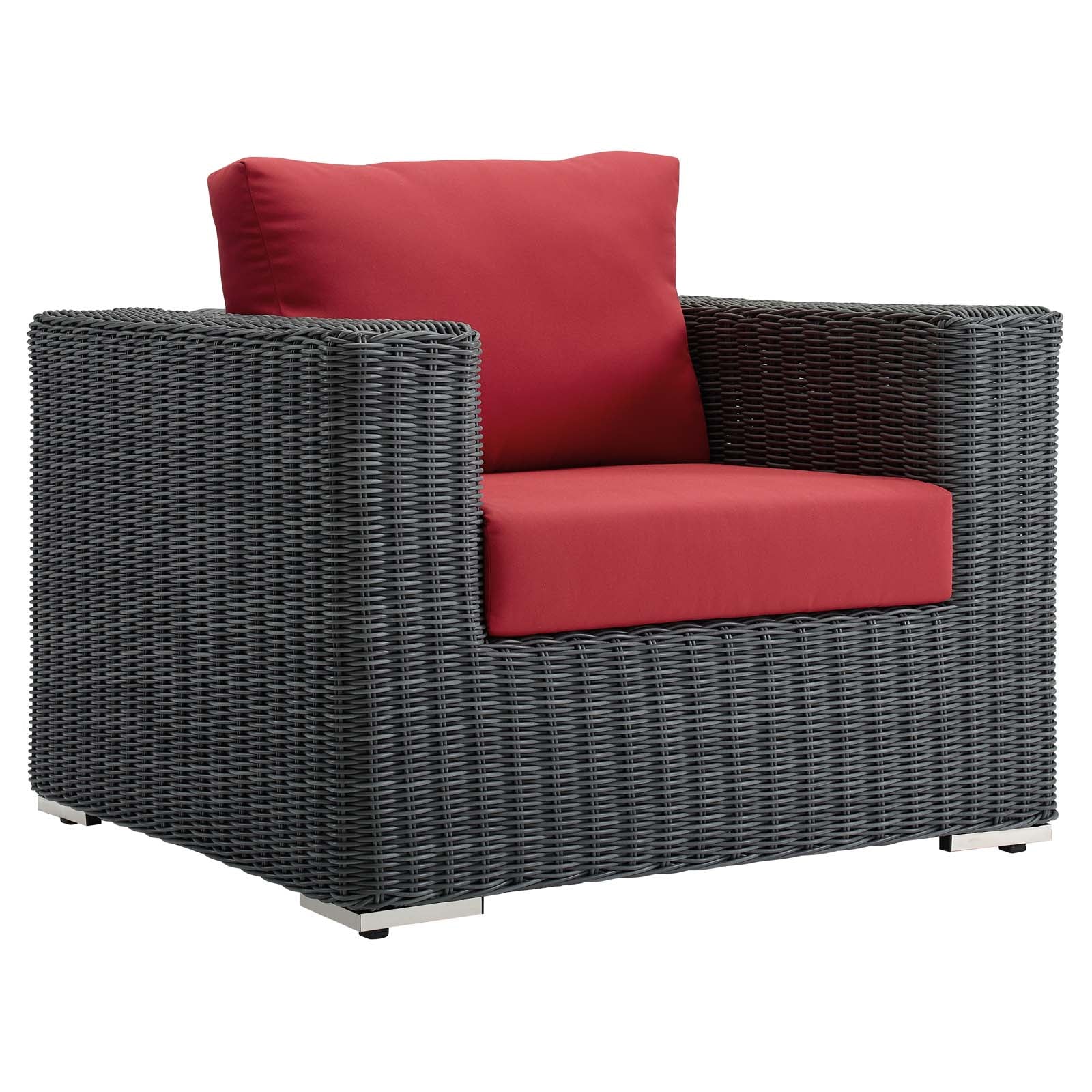 Modway Outdoor Chairs - Summon Outdoor Patio Fabric Sunbrella Armchair Canvas Red