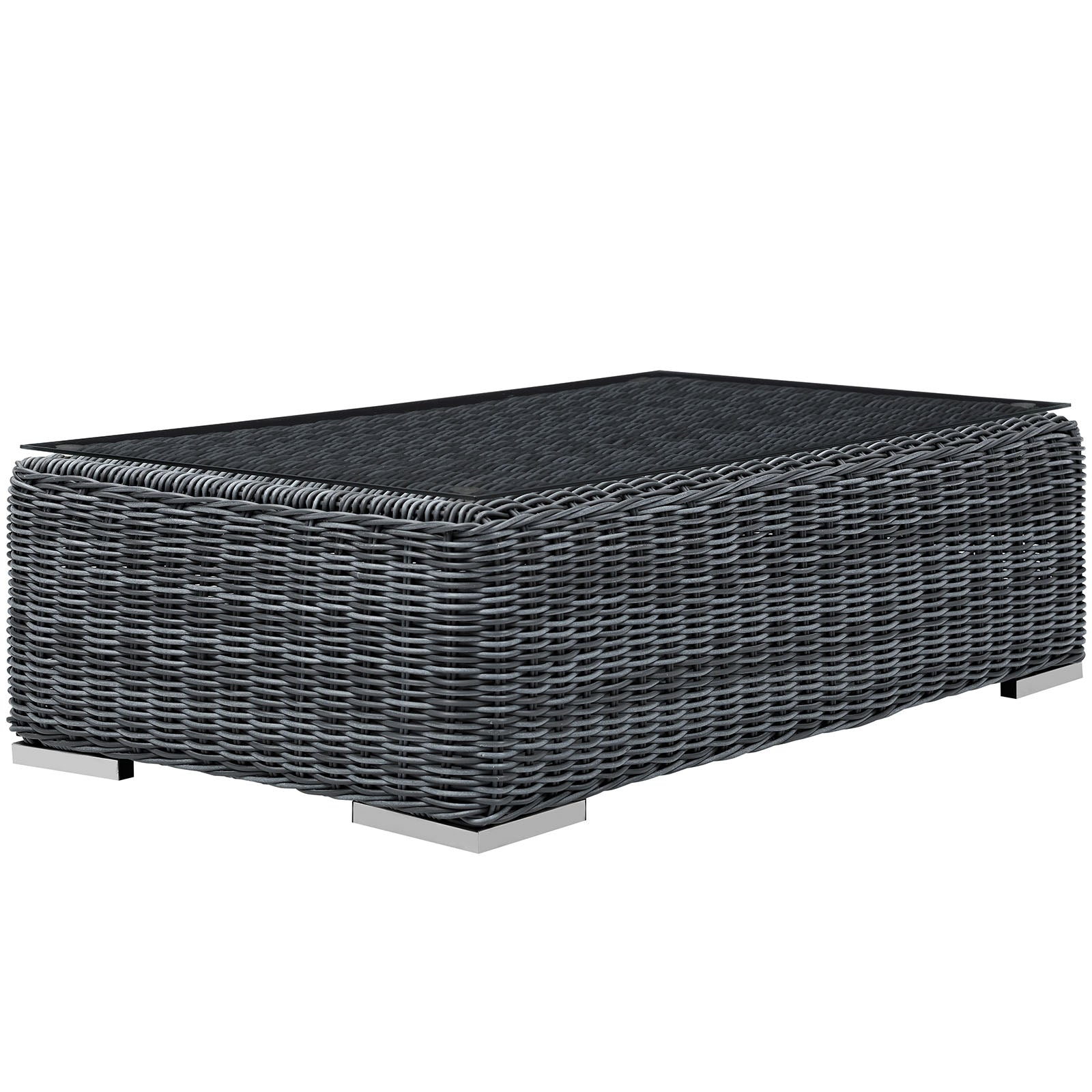 Modway Outdoor Coffee Tables - Summon Outdoor Patio Glass Top Coffee Table Gray