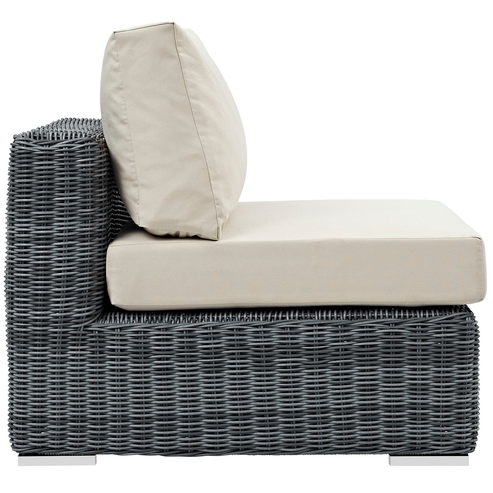 Modway Outdoor Chairs - Summon Armless Chair Gray & Antique Beige