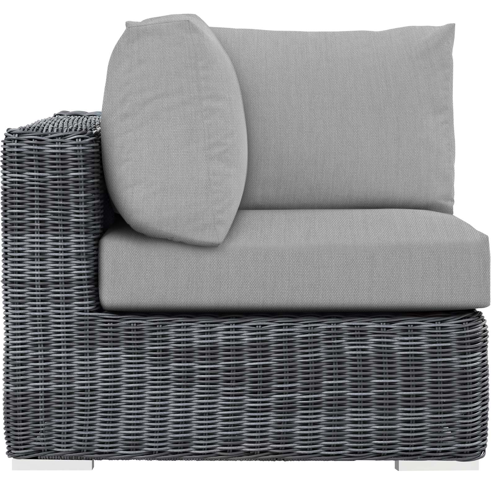 Modway Outdoor Chairs - Summon Outdoor Patio Sunbrella Corner Canvas Gray
