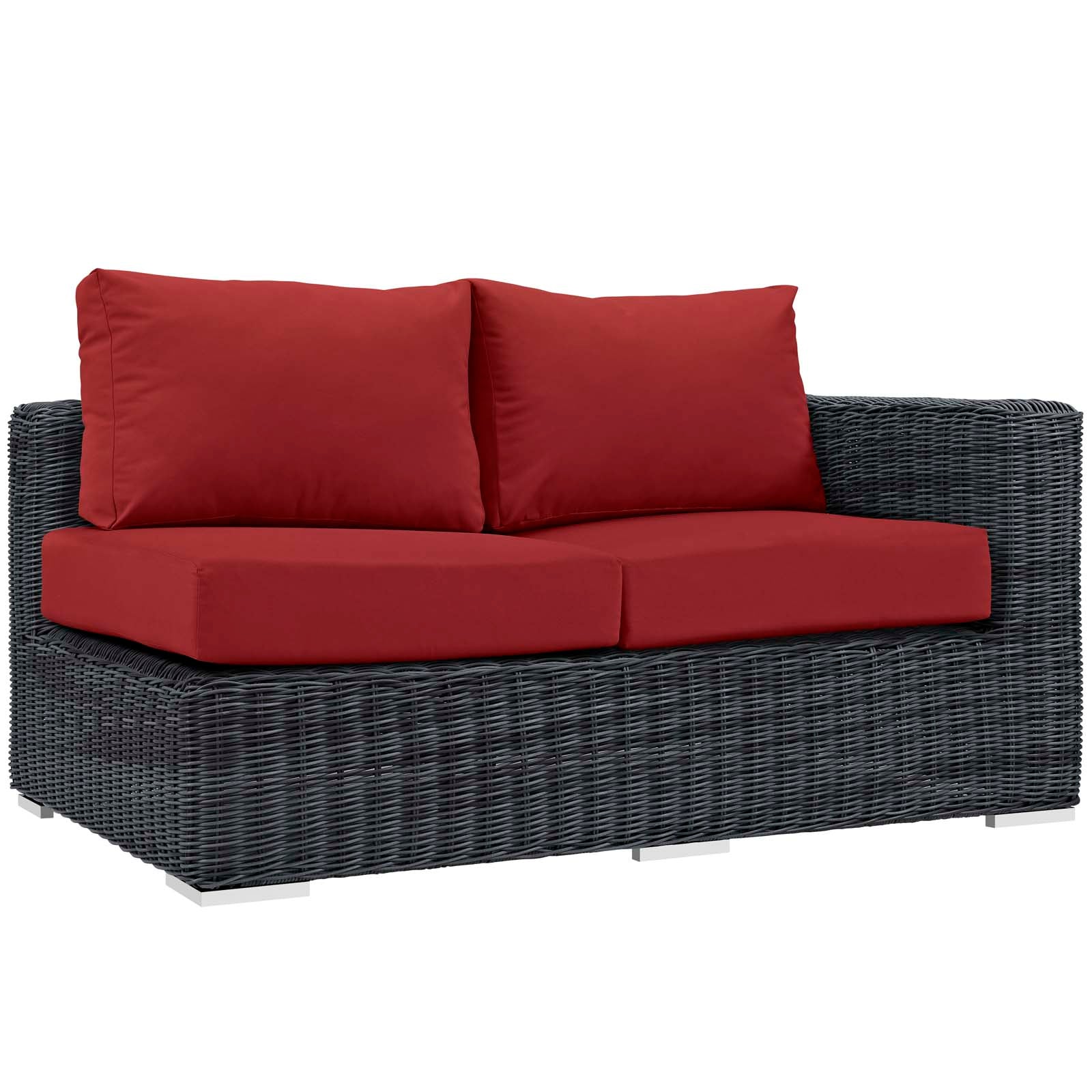 Modway Outdoor Sofas - Summon Outdoor Patio Sunbrella Right Arm Loveseat Canvas Red
