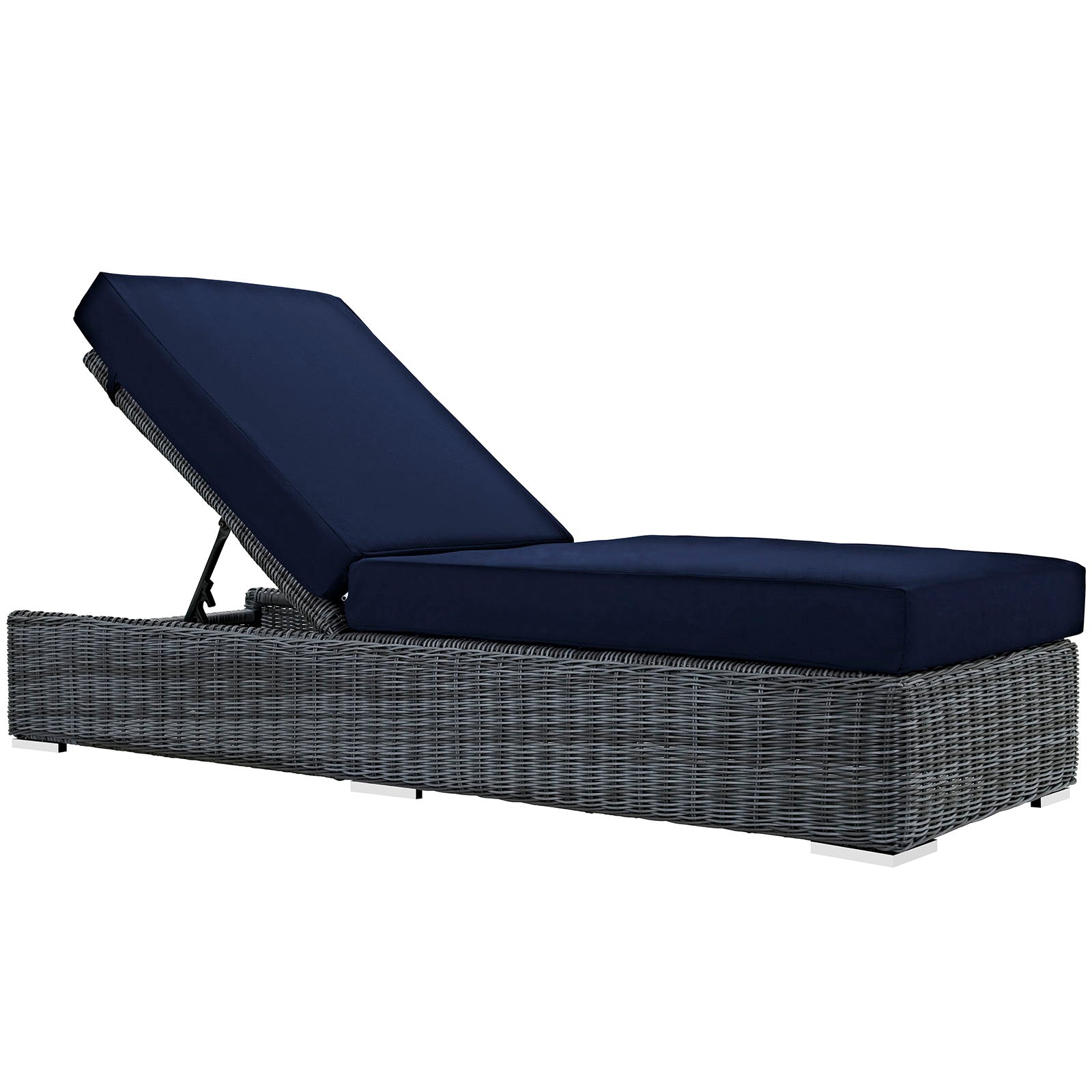 Modway Outdoor Loungers - Summon Outdoor Patio Sunbrella Chaise Lounge Canvas Navy