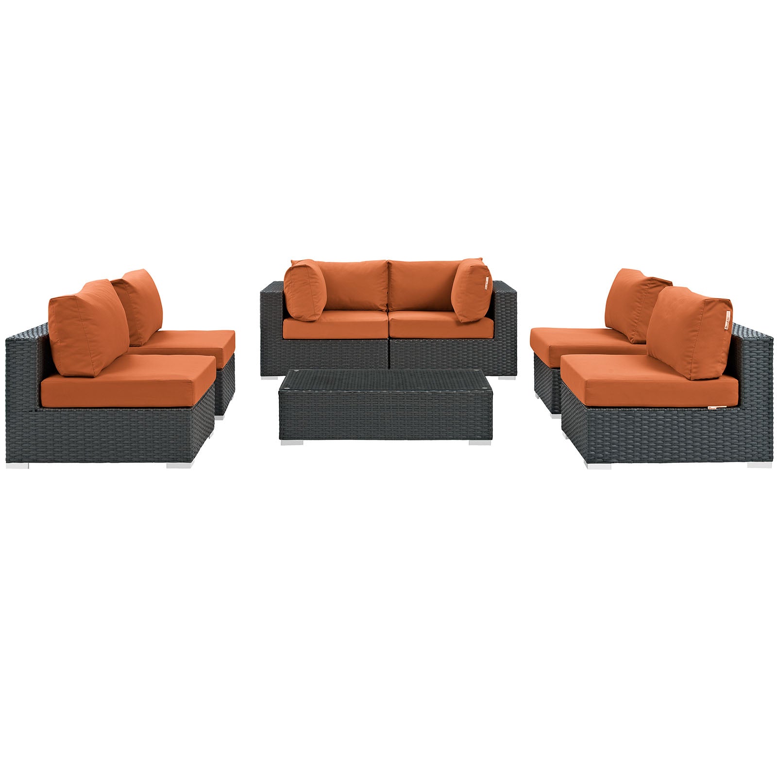 Modway Outdoor Conversation Sets - Sojourn 7 Piece Outdoor Patio Sectional Set Canvas Tuscan