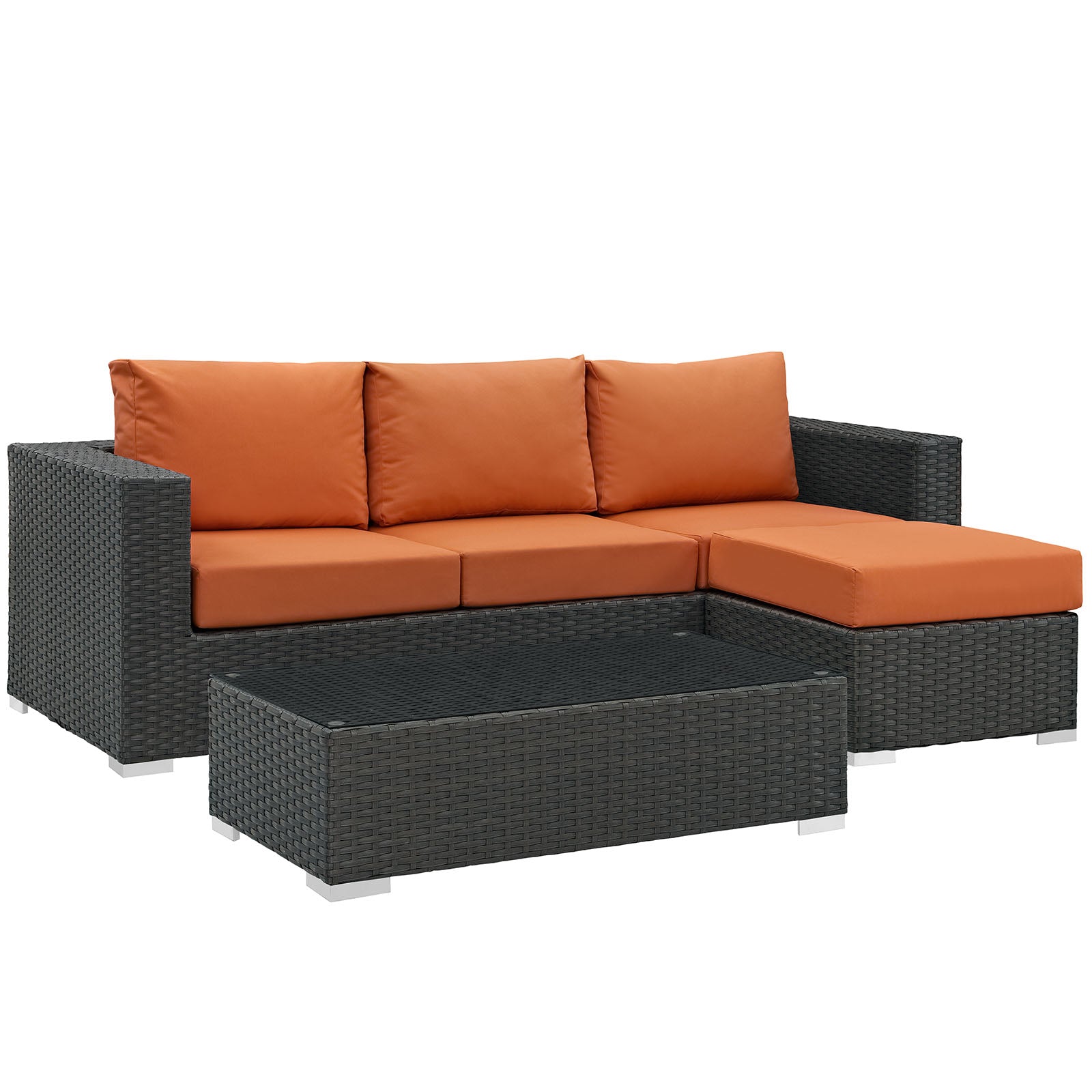 Modway Outdoor Conversation Sets - Sojourn 3 Piece Outdoor Patio Sunbrella Sectional Set of 3 Canvas Tuscan