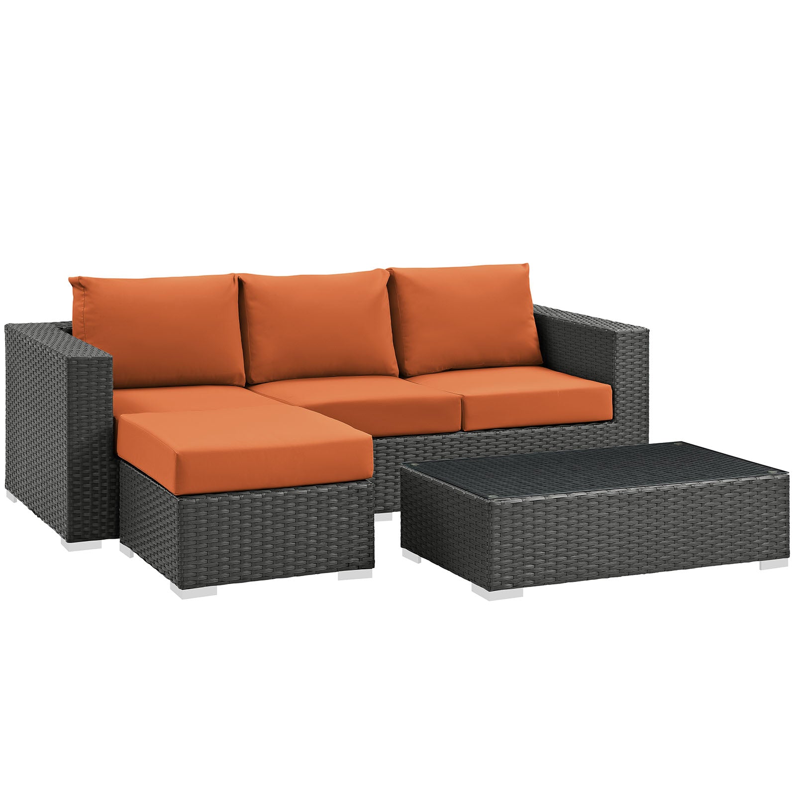 Modway Outdoor Conversation Sets - Sojourn 3 Piece Outdoor Patio Sunbrella Sectional Set of 3 Canvas Tuscan