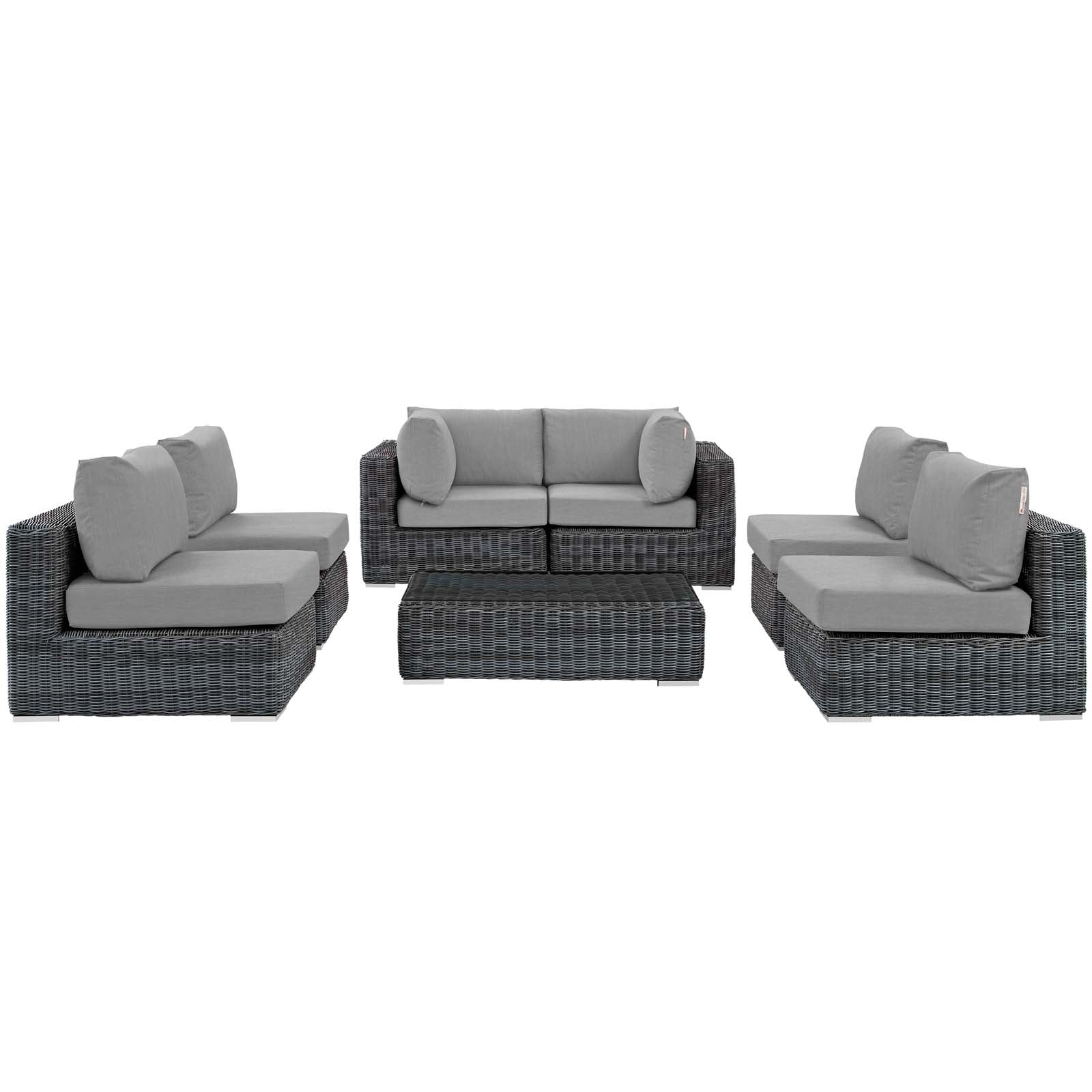 Modway Outdoor Sofas - Summon-7-Piece-Outdoor-Patio-Sunbrella¨-Sectional-Set-Canvas-Gray