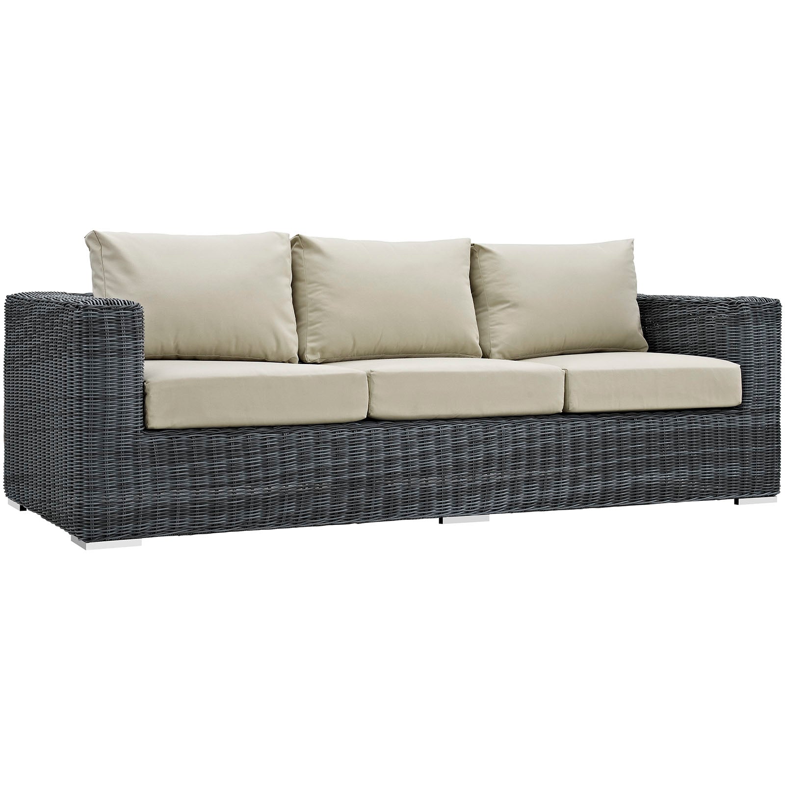 Modway Outdoor Conversation Sets - Summon 3 Piece Outdoor Patio Sectional Set Canvas Antique Beige