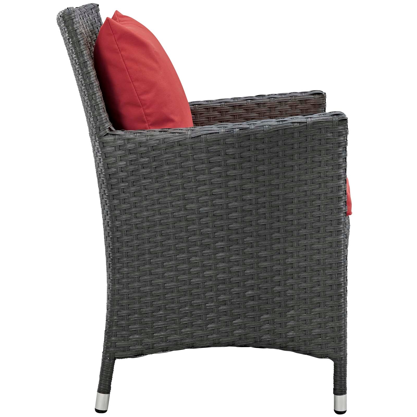 Modway Outdoor Dining Chairs - Sojourn Dining Outdoor Patio Sunbrella Armchair Canvas Red