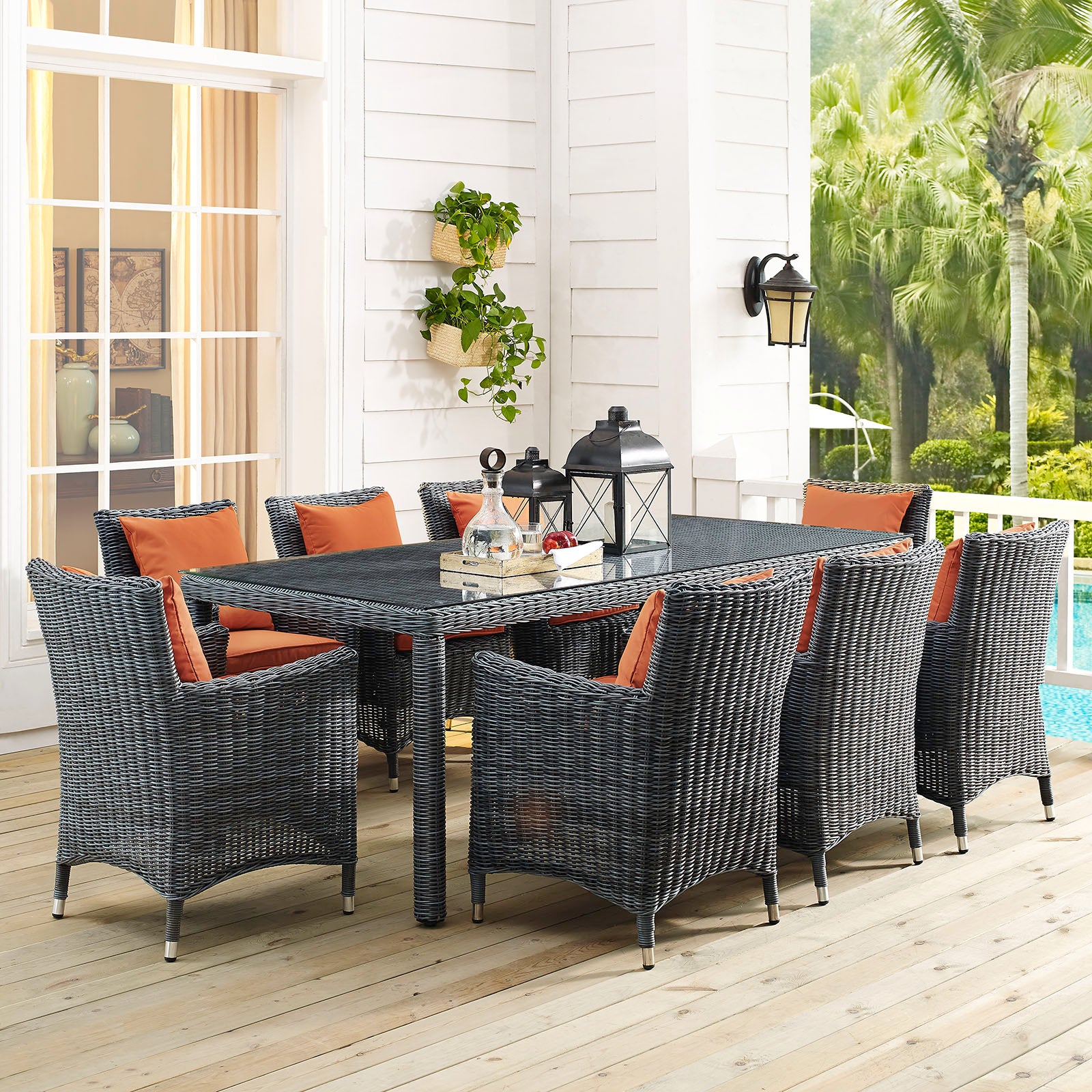 Modway Outdoor Dining Tables - Summon 83" Outdoor Dining Table Gray