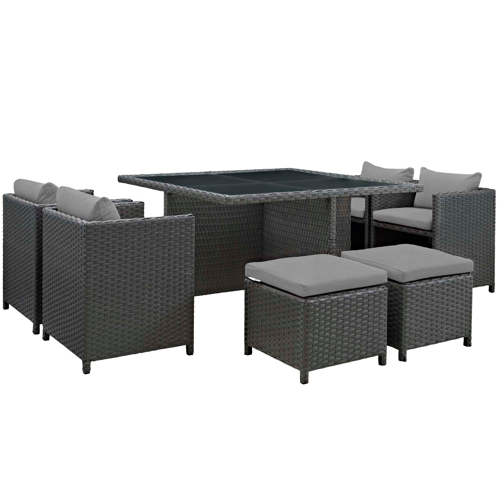 Modway Outdoor Dining Sets - Sojourn 9 Piece Outdoor Patio Dining Set Canvas Gray