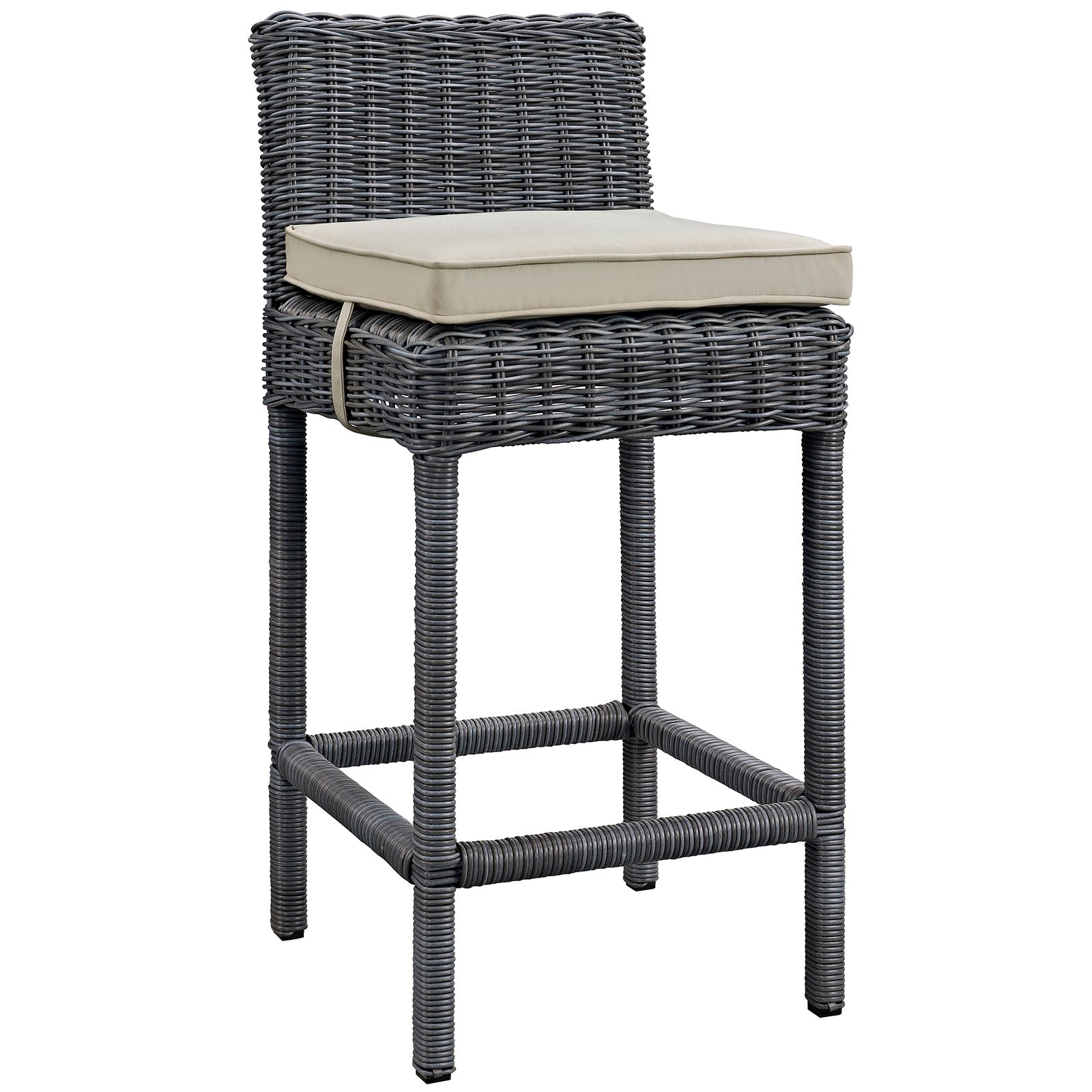 Modway Outdoor Barstools - Summon Outdoor Patio Sunbrella Bar Stool Antique Canvas Beige