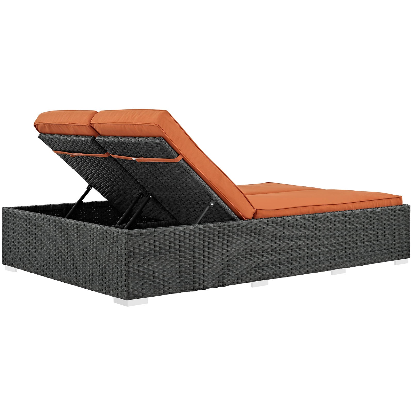Modway Outdoor Loungers - Sojourn Outdoor Patio Sunbrella Double Chaise Chocolate Tuscan