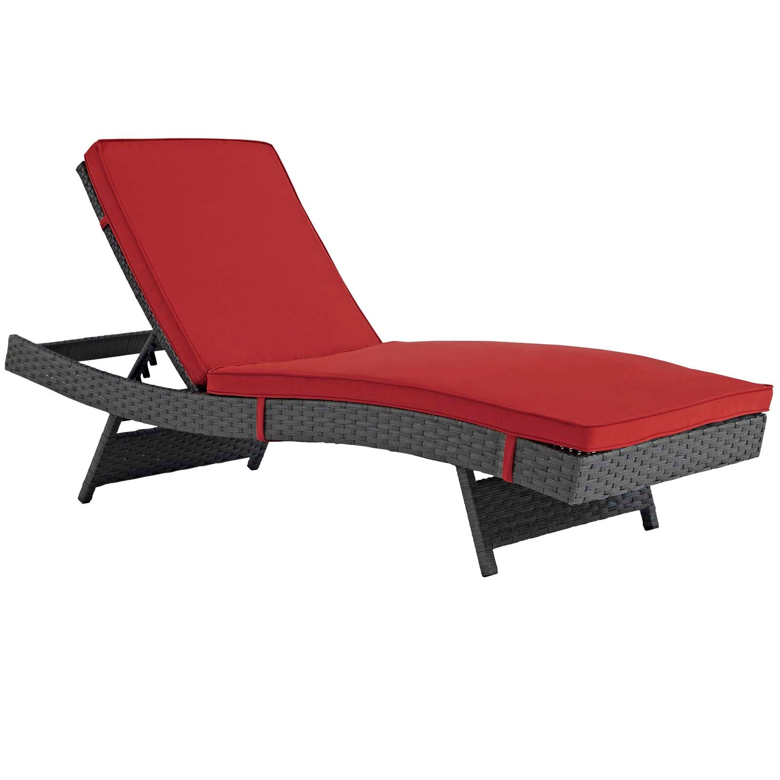 Modway Outdoor Loungers - Sojourn Outdoor Patio Sunbrella Chaise Canvas Red