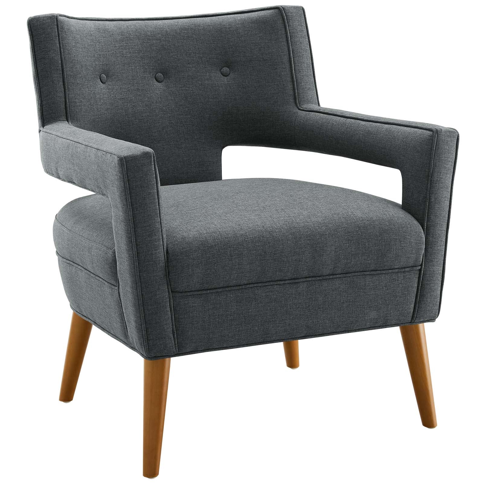 Modway Accent Chairs - Sheer Upholstered Fabric Armchair Gray
