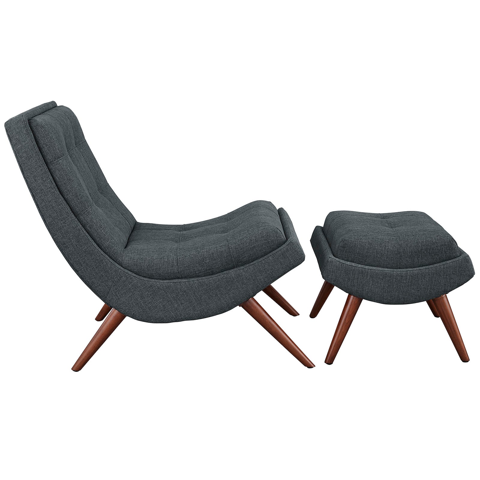 Modway Living Room Sets - Ramp Upholstered Fabric Lounge Chair Set Gray