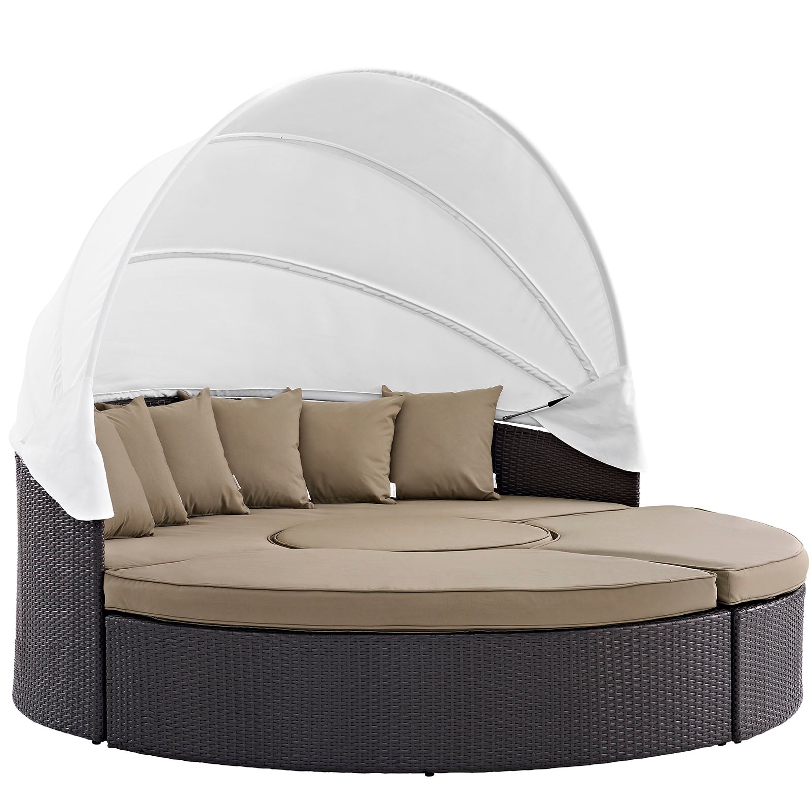 Modway Patio Daybeds - Convene Canopy Outdoor Patio 4 Piece Daybed Set Espresso & Mocha