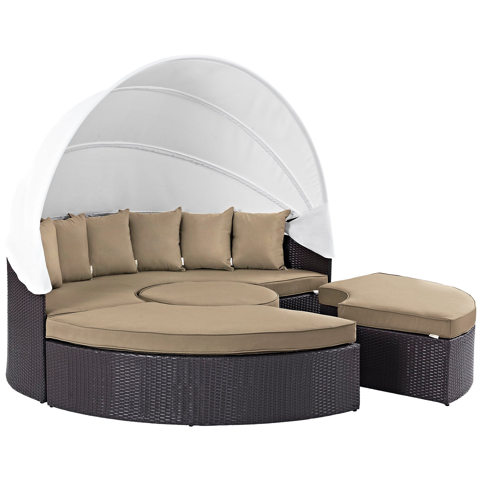 Modway Patio Daybeds - Convene Canopy Outdoor Patio 4 Piece Daybed Set Espresso & Mocha