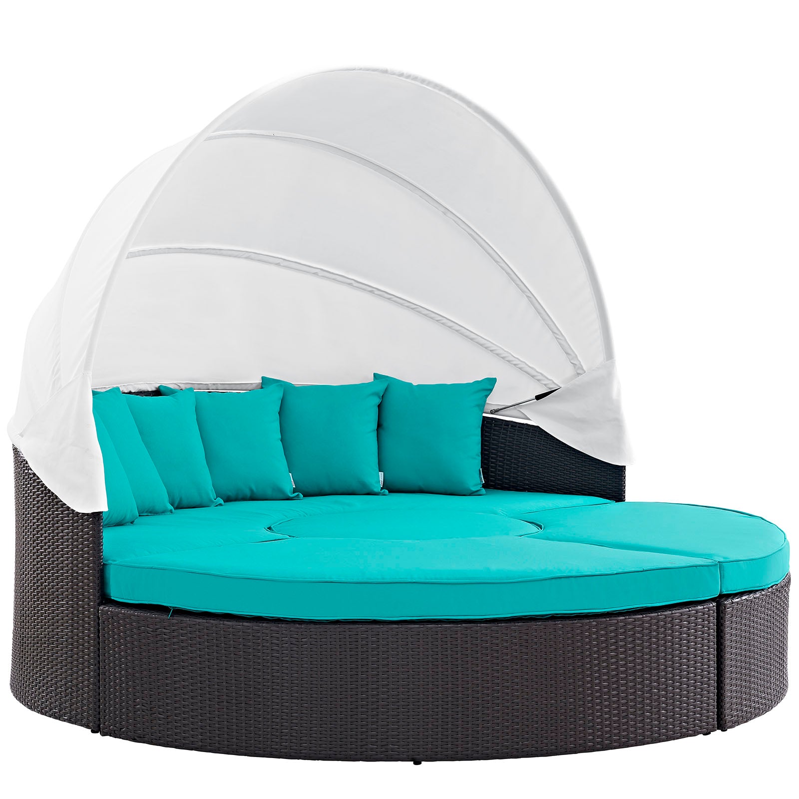 Modway Patio Daybeds - Convene 4 Piece Canopy Outdoor Patio Daybed Espresso & Turquoise