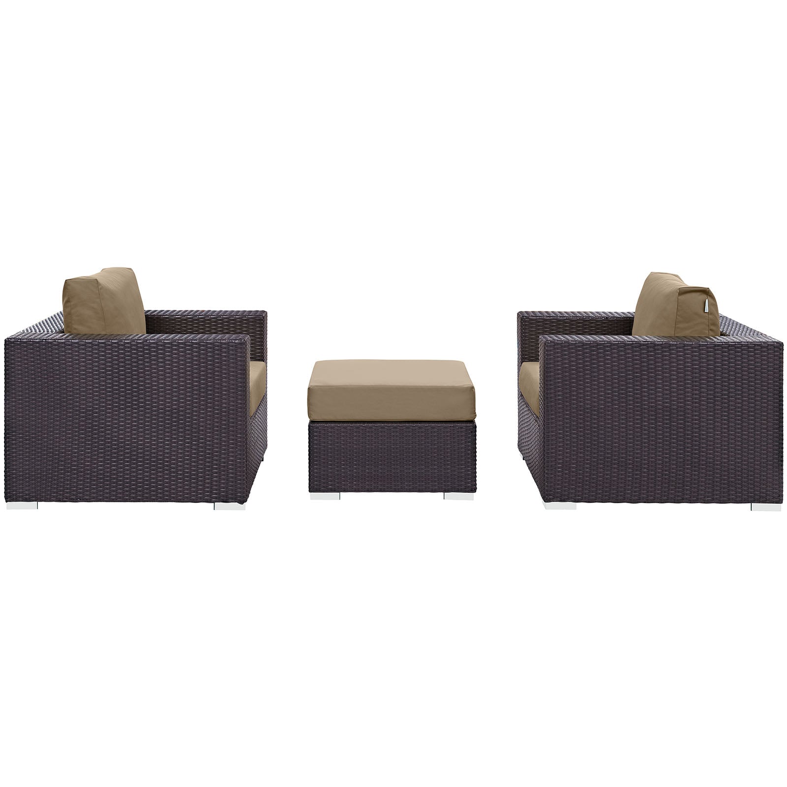 Modway Outdoor Conversation Sets - Convene 3 Piece Outdoor 113" W Patio Sofa Set Espresso Mocha