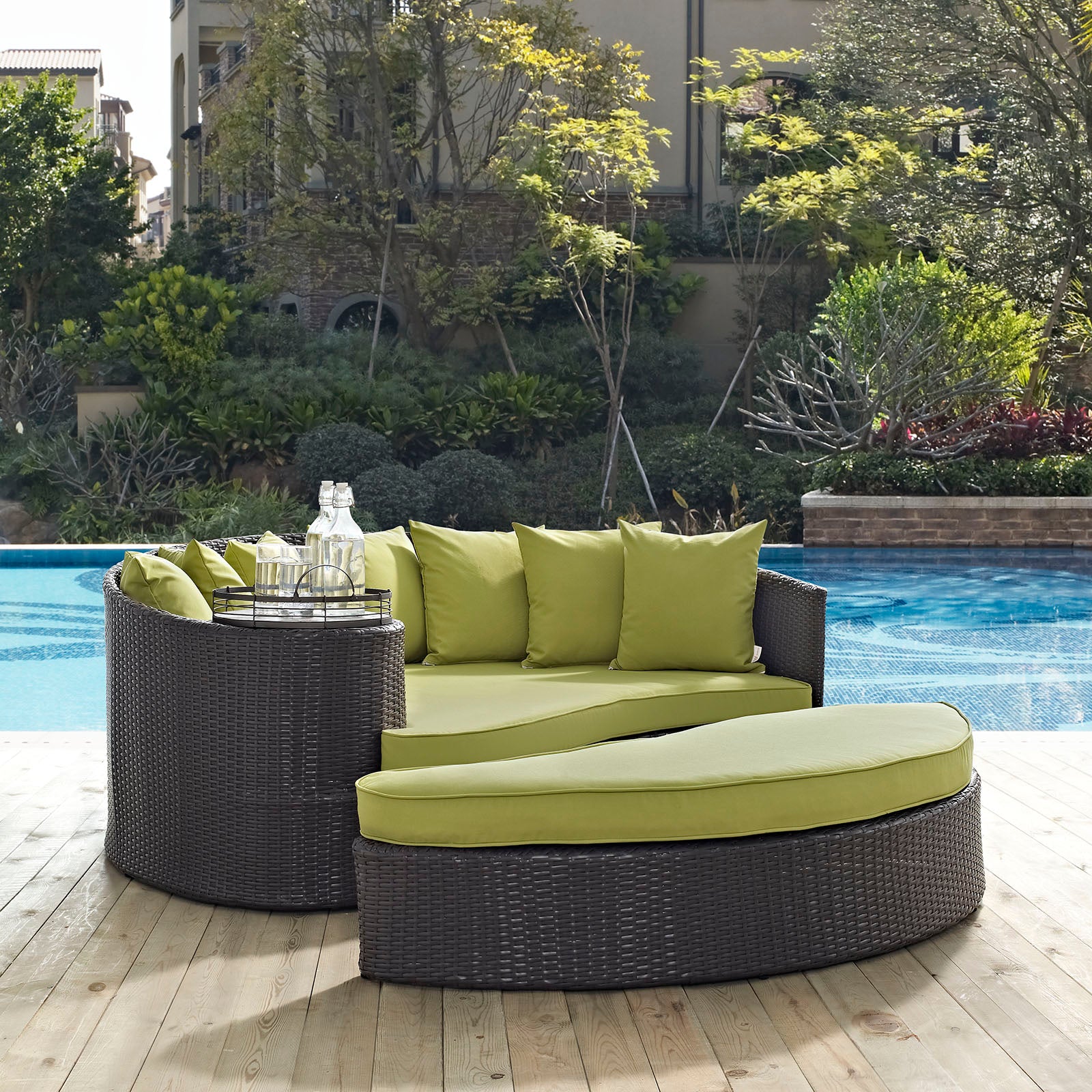 Modway Patio Daybeds - Convene Outdoor Patio Daybed Espresso Peridot