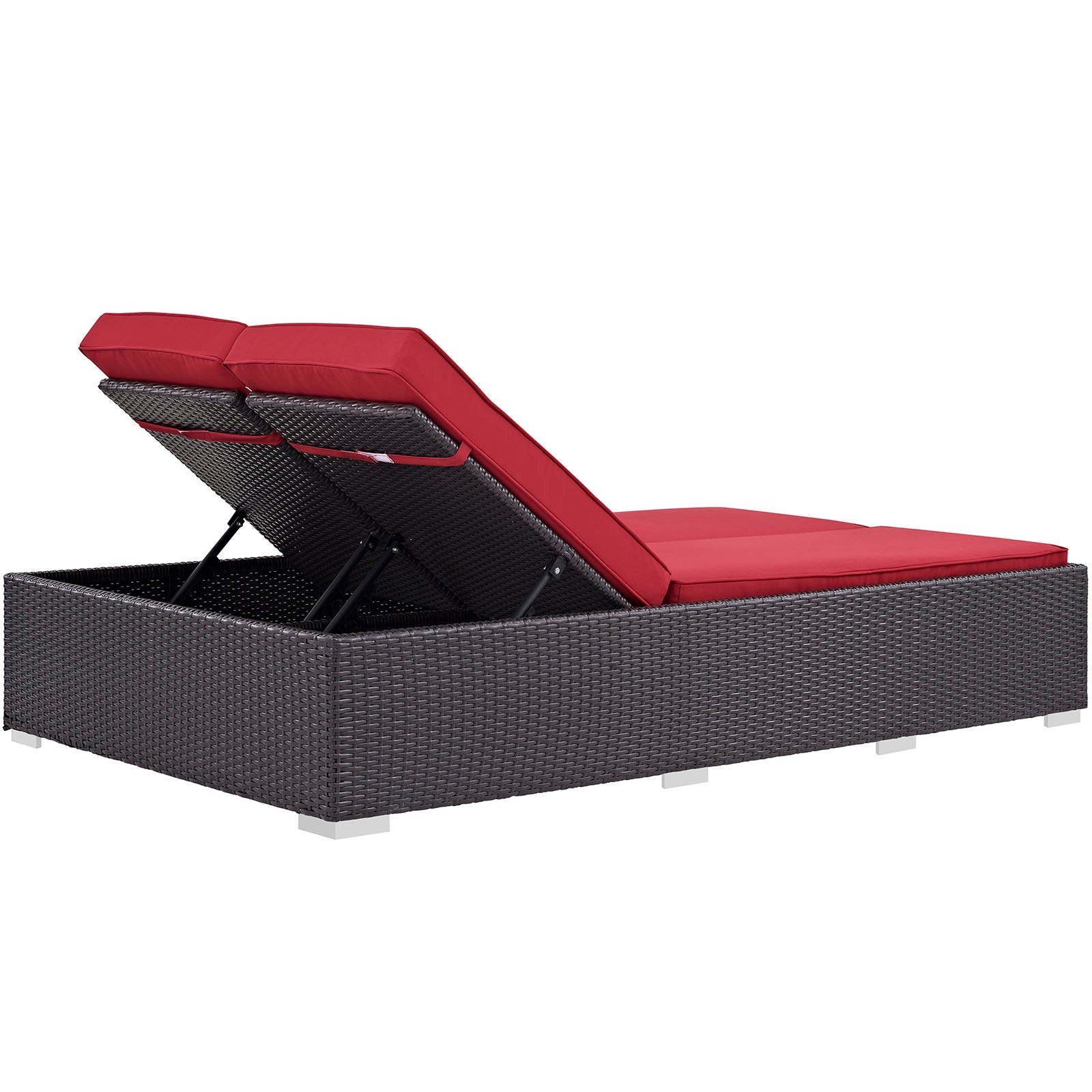 Modway Outdoor Loungers - EEI-2177-EXP-RED Convene Double Outdoor Patio Chaise Espresso Red