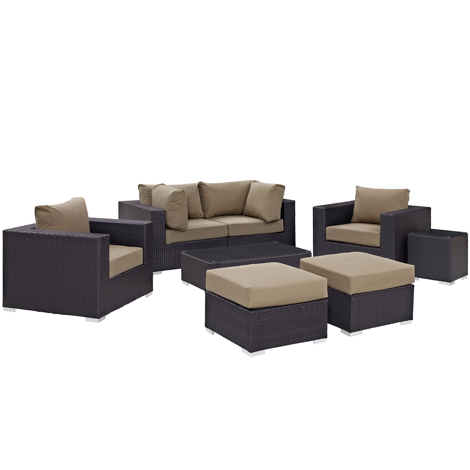 Modway Outdoor Conversation Sets - Convene 8 Piece Outdoor Patio 163.5 " W Sectional Set Espresso Mocha