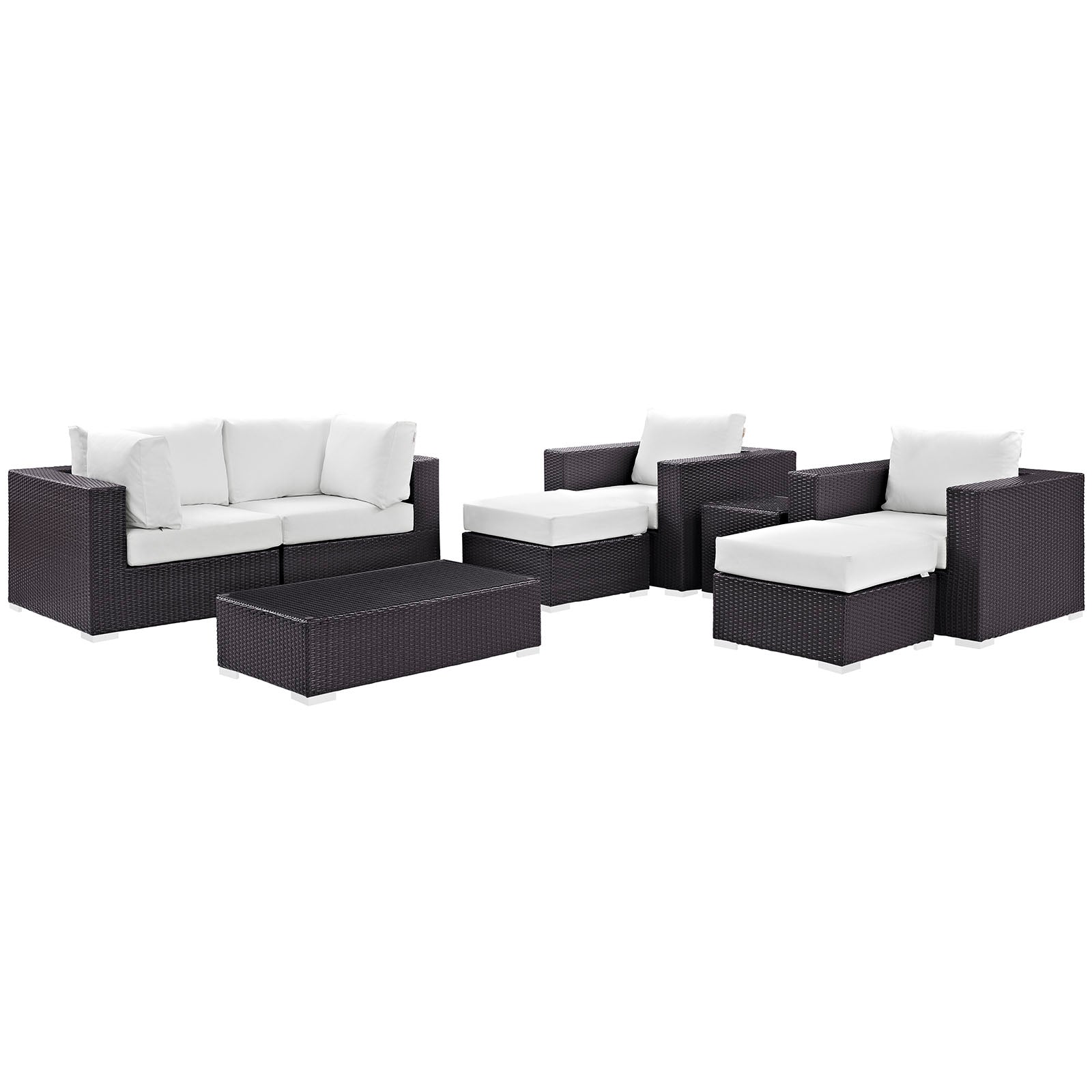 Modway Outdoor Conversation Sets - Convene 8 Piece Outdoor Patio 163.5 " W Sectional Set Espresso White