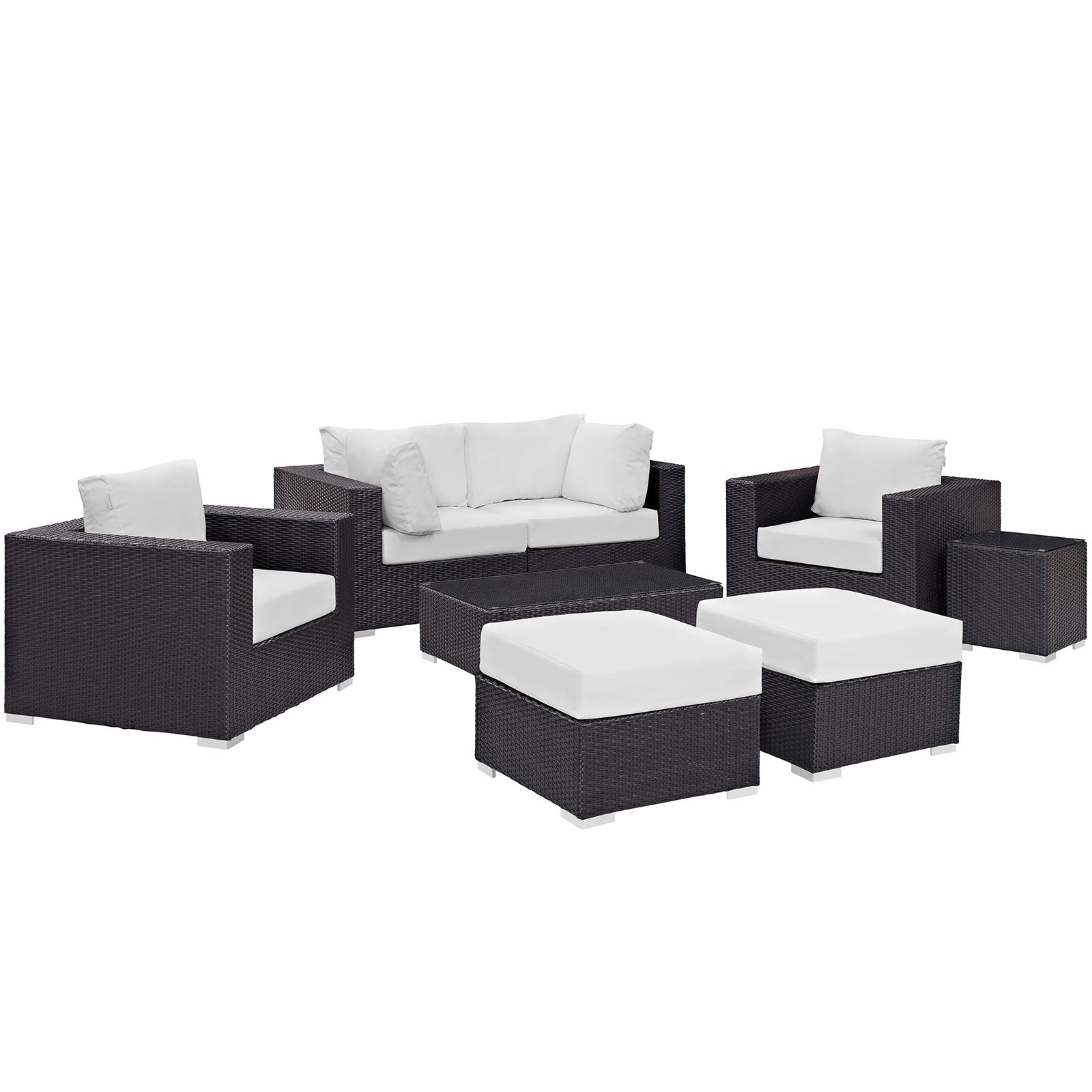 Modway Outdoor Conversation Sets - Convene 8 Piece Outdoor Patio 163.5 " W Sectional Set Espresso White
