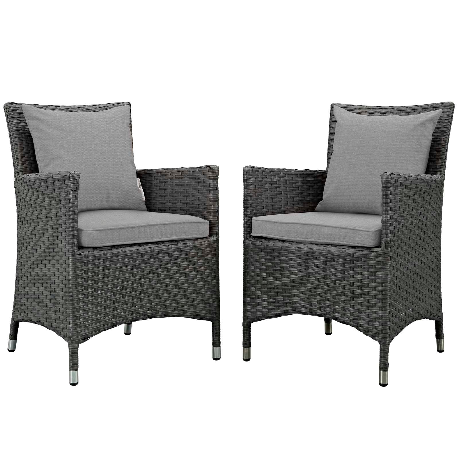 Modway Outdoor Dining Sets - Sojourn 2 Piece Outdoor Patio Sunbrella Dining Set Canvas Gray