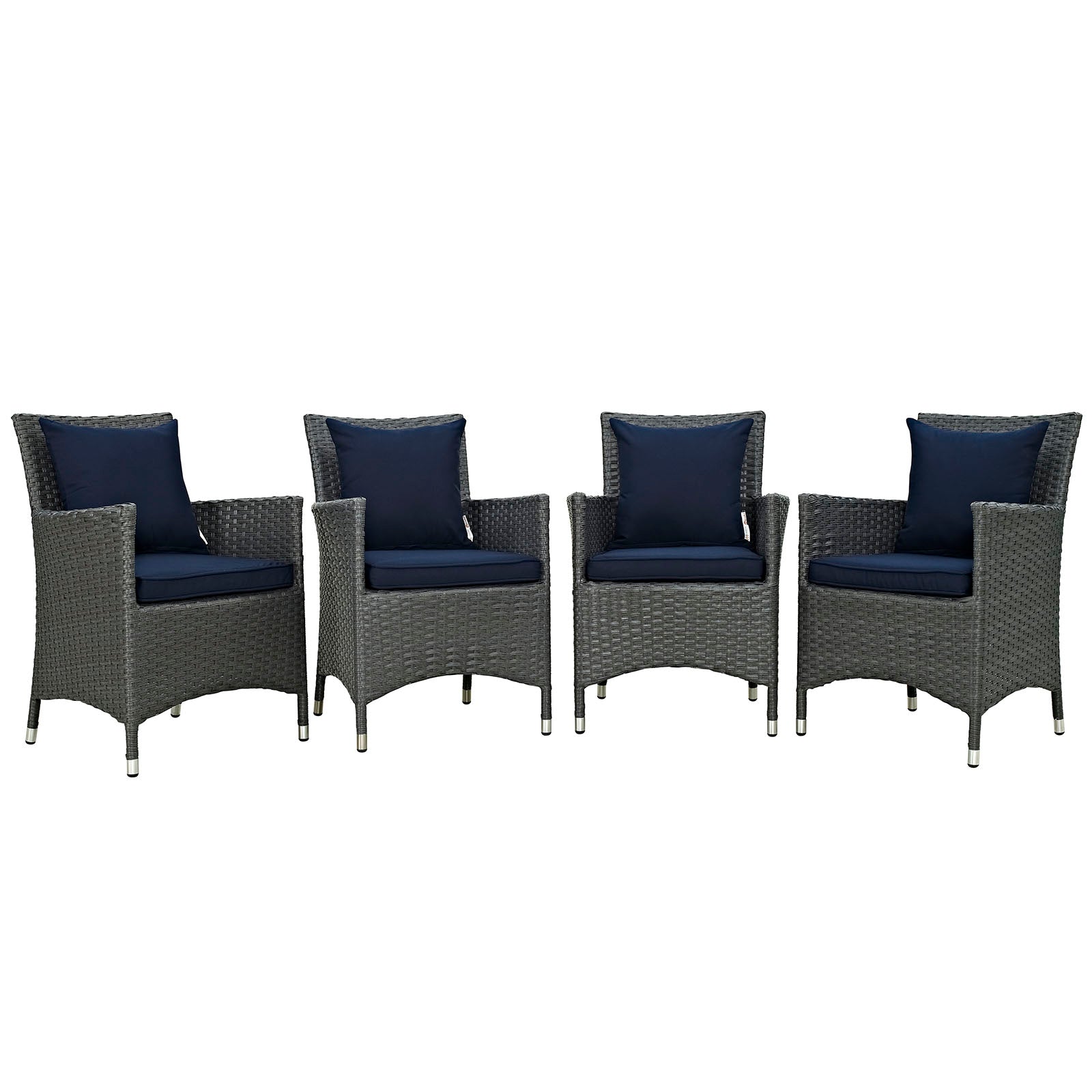 Modway Outdoor Dining Sets - Sojourn 4 Piece Outdoor Patio Sunbrella Dining Set Canvas Navy