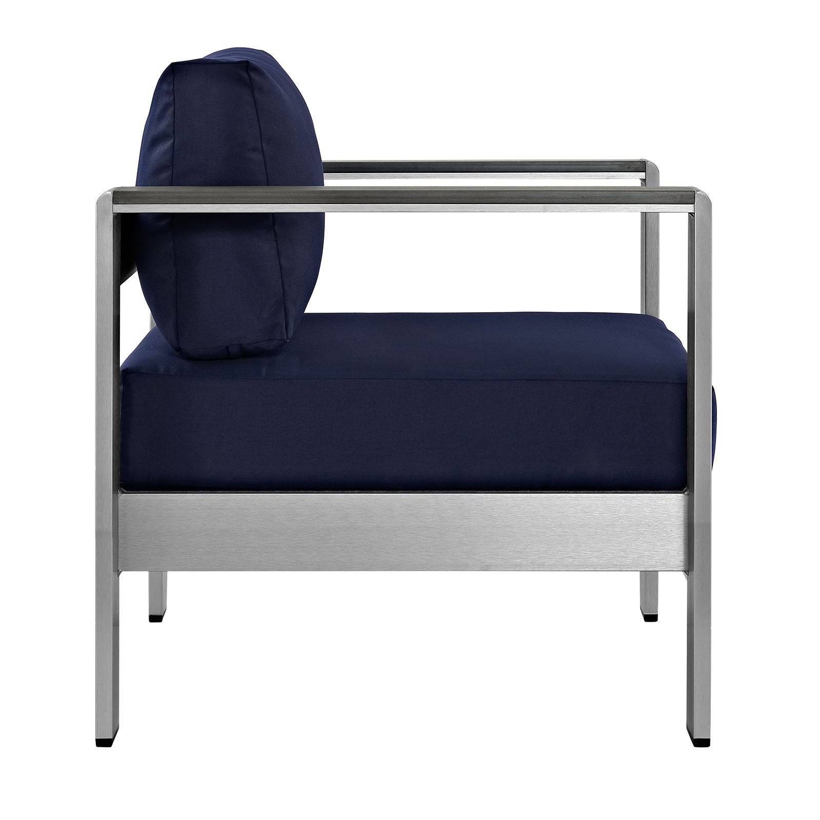 Modway Outdoor Chairs - Shore Outdoor Patio Aluminum Armchair Silver Navy